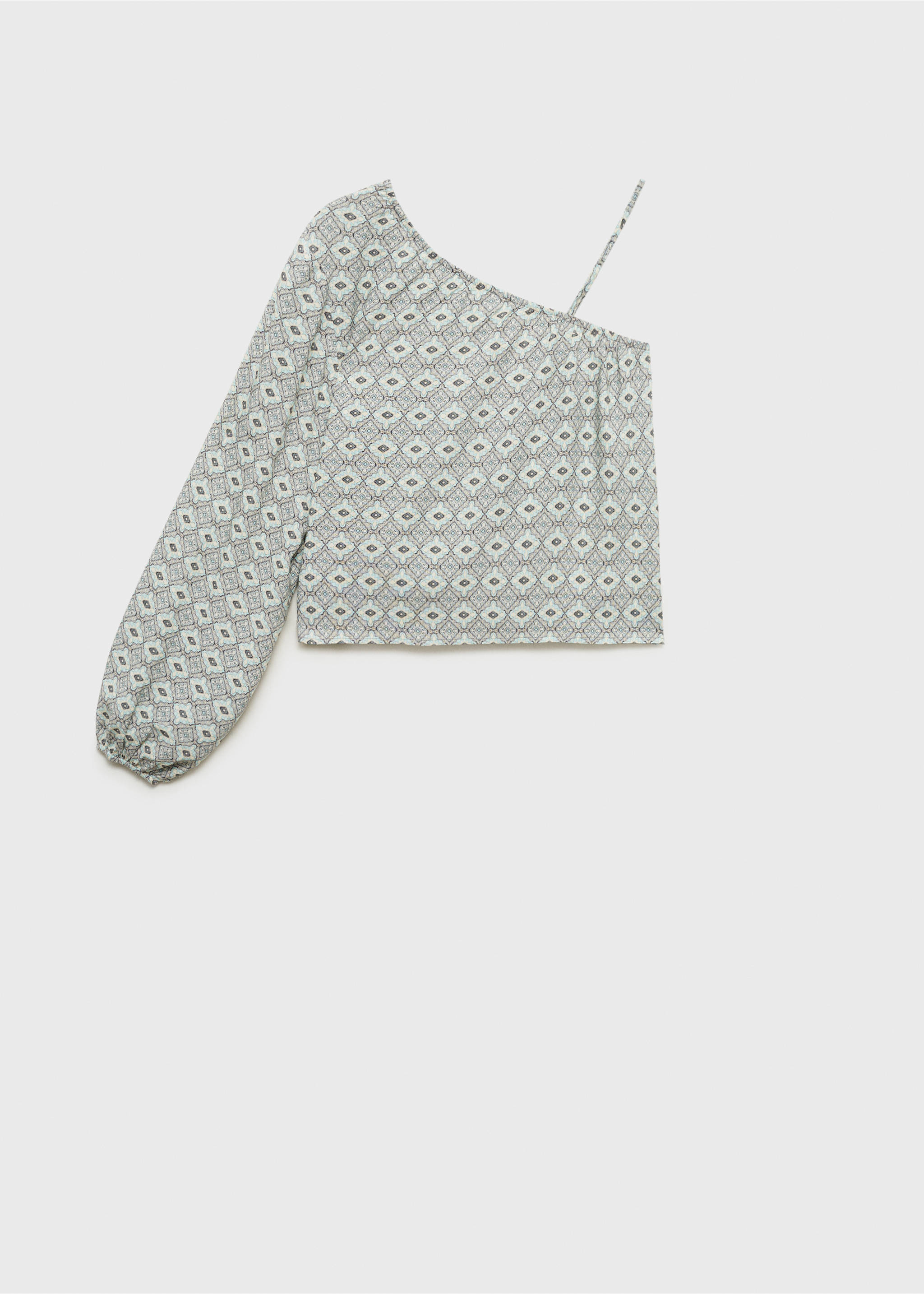 Asymmetrical printed blouse - Article without model, Light/Pastel Grey. Ref: 87054788-00.