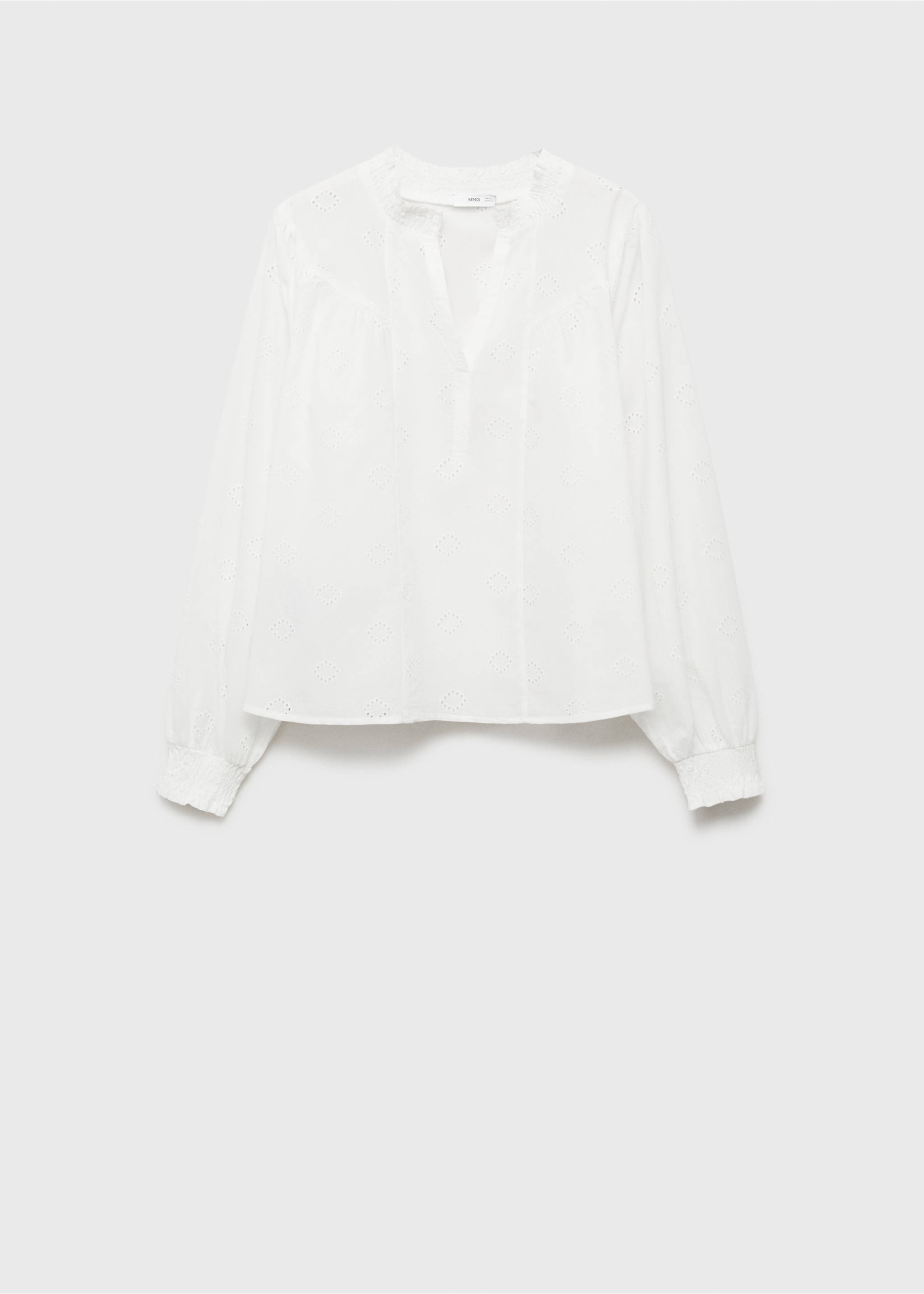 Bluse mit Broderie Anglaise - Artikel ohne Model, Cremeweiß. Ref: 87054790-00.