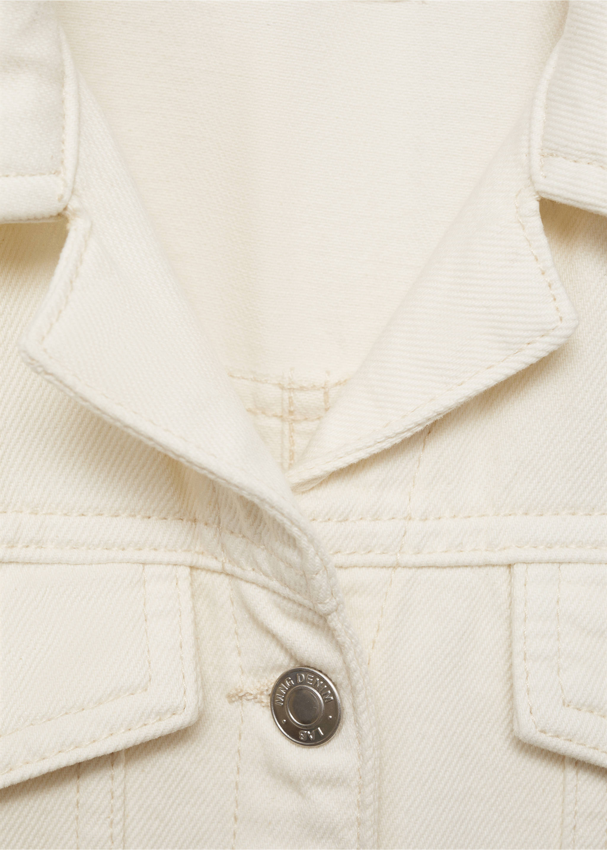 Long denim jumpsuit - Details of the article 8, Ecru. Ref: 87054792-00.