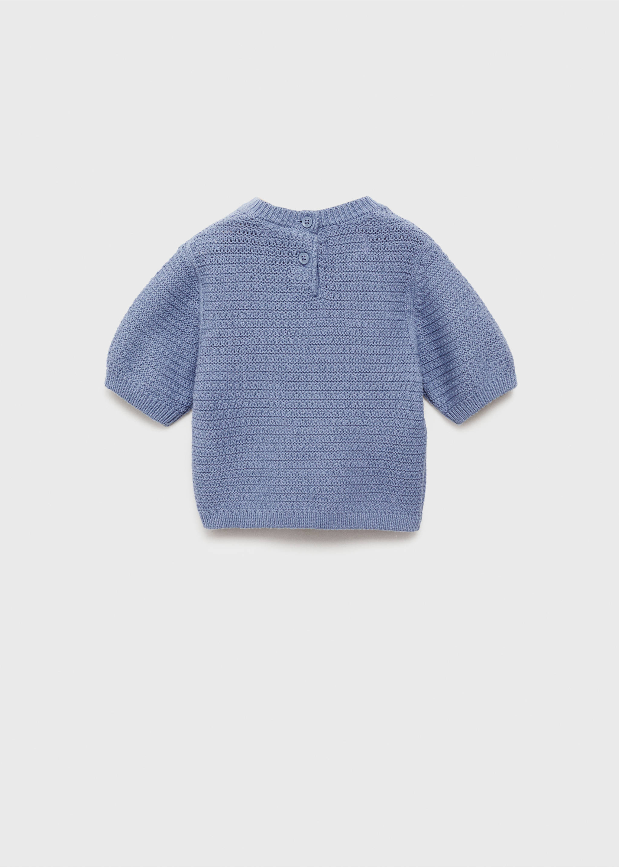 Short-sleeved knitted cotton sweater - Reverse of the article, Blue. Ref: 87054793-00.