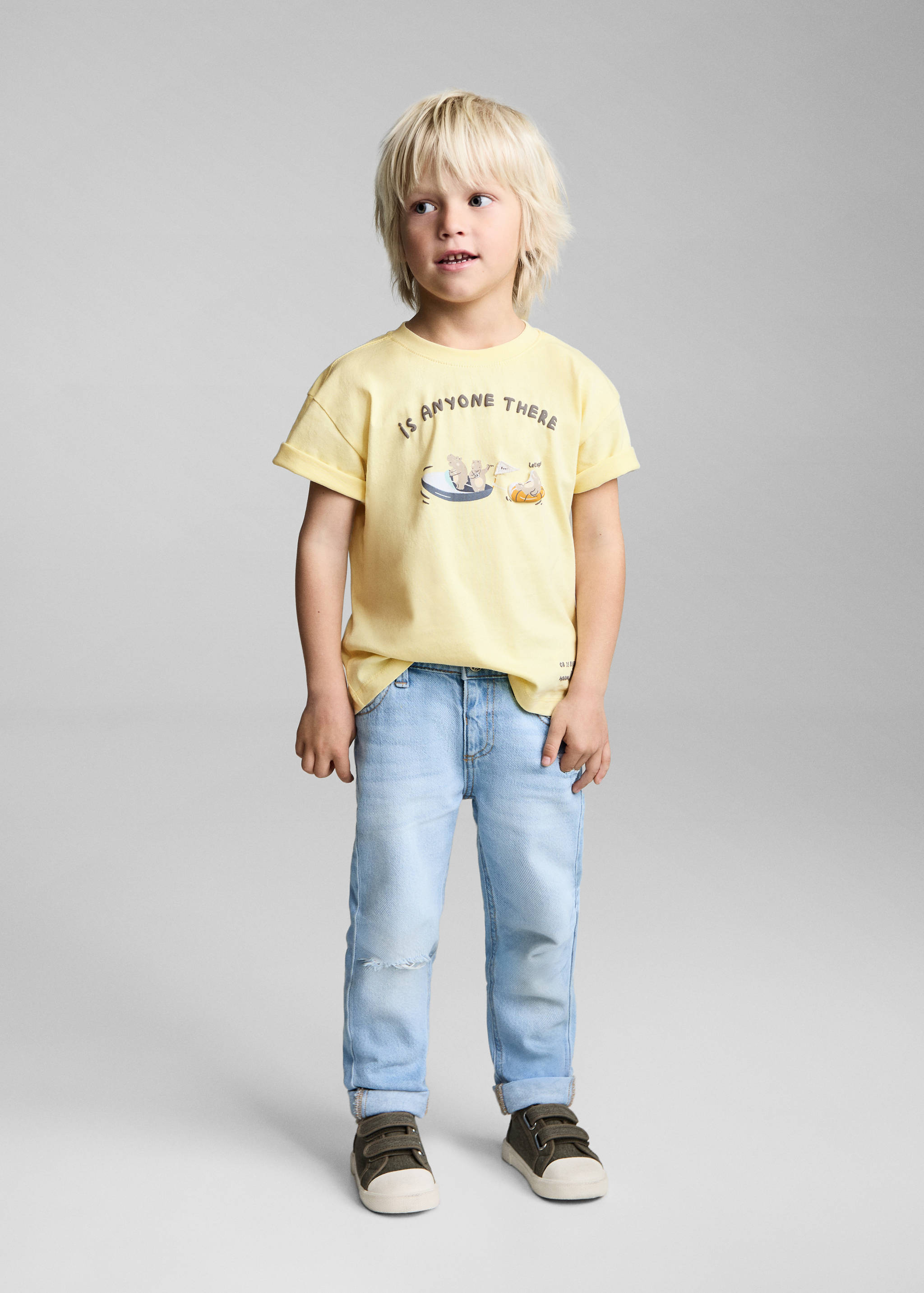 Cotton t-shirt with printed drawing - General plane