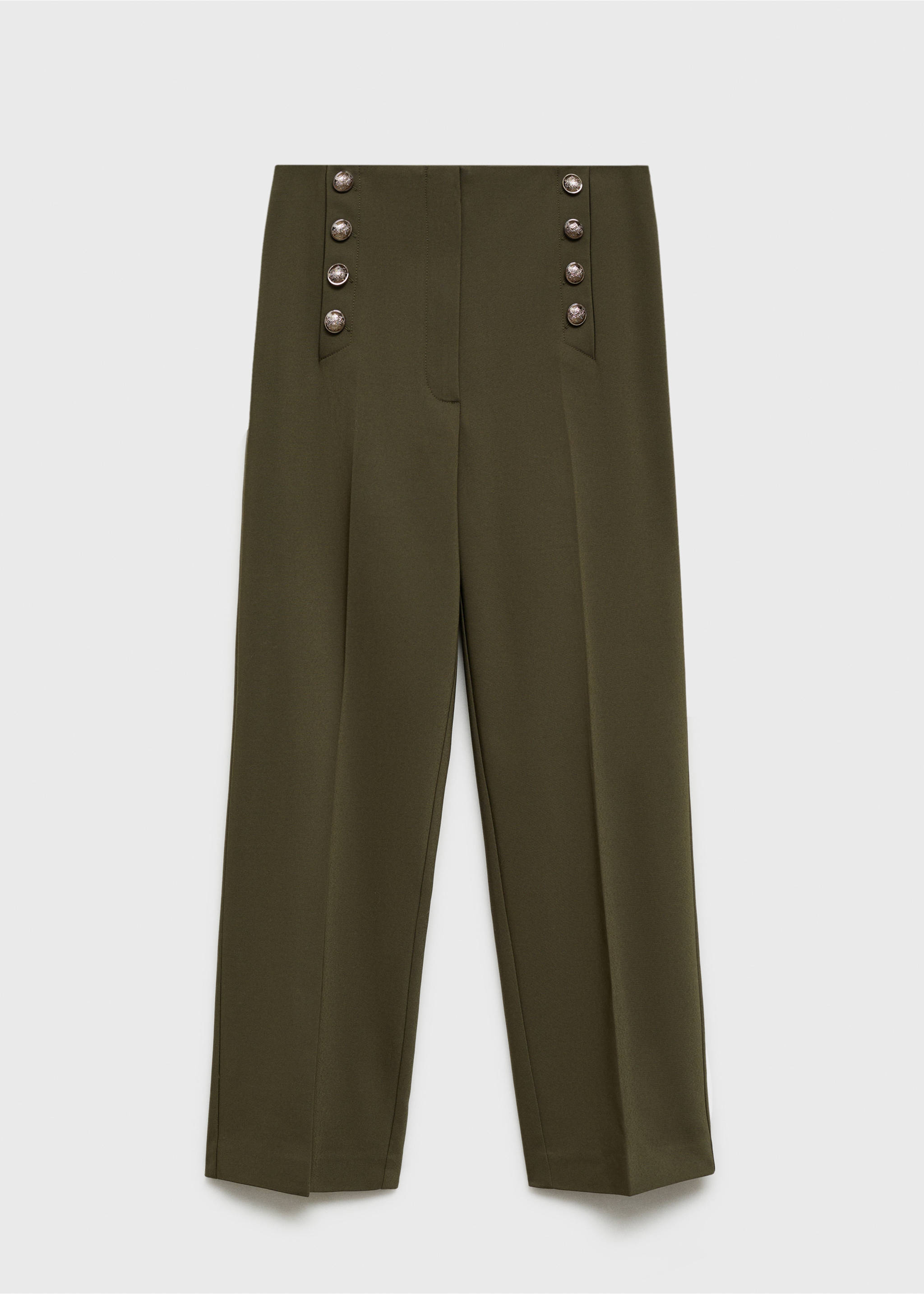 Straight trousers with jewel buttons - Article without model, Khaki. Ref: 87054801-00.