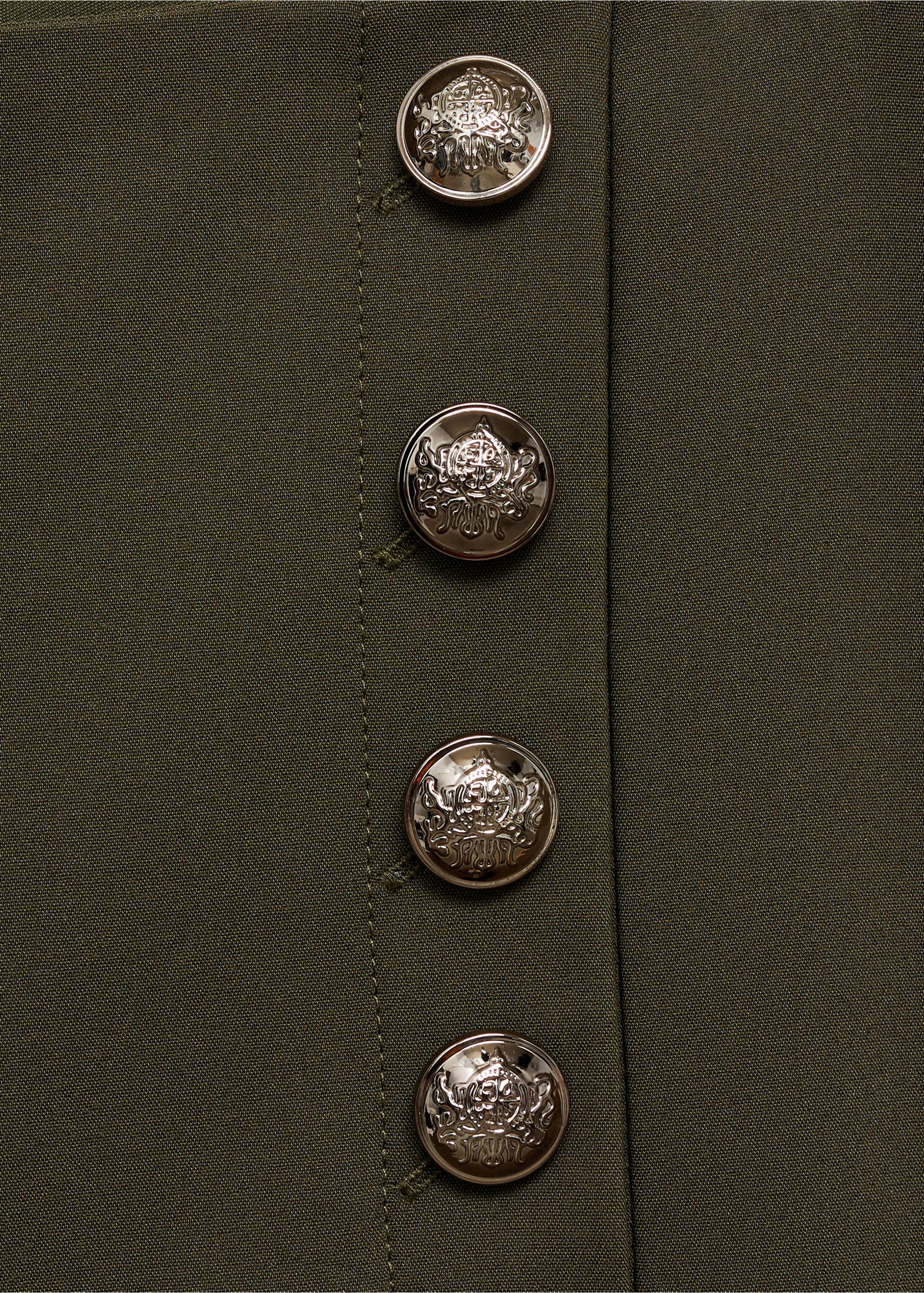 Straight trousers with jewel buttons - Details of the article 8, Khaki. Ref: 87054801-00.