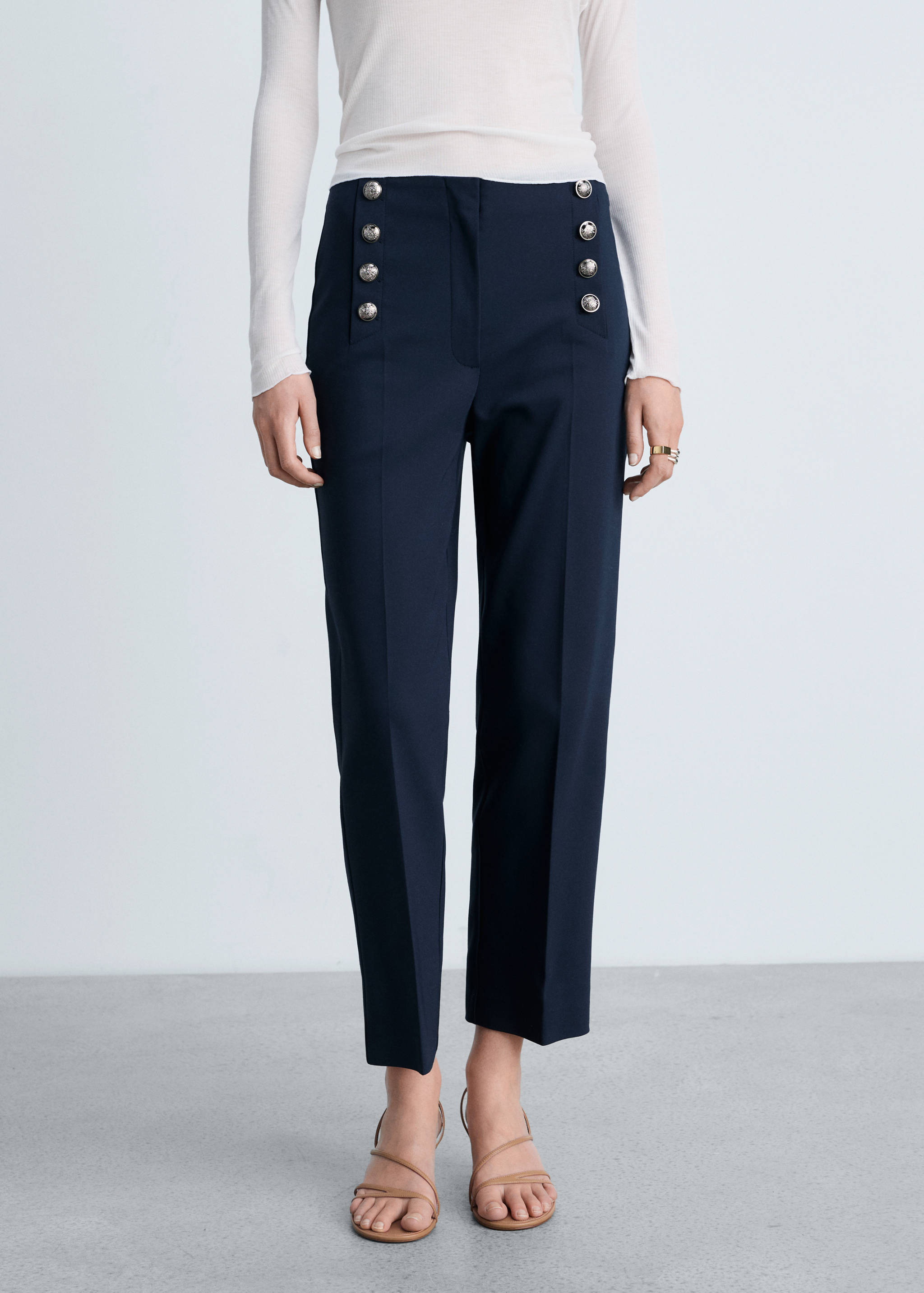 Pantalon droit boutons bijou - Plan moyen