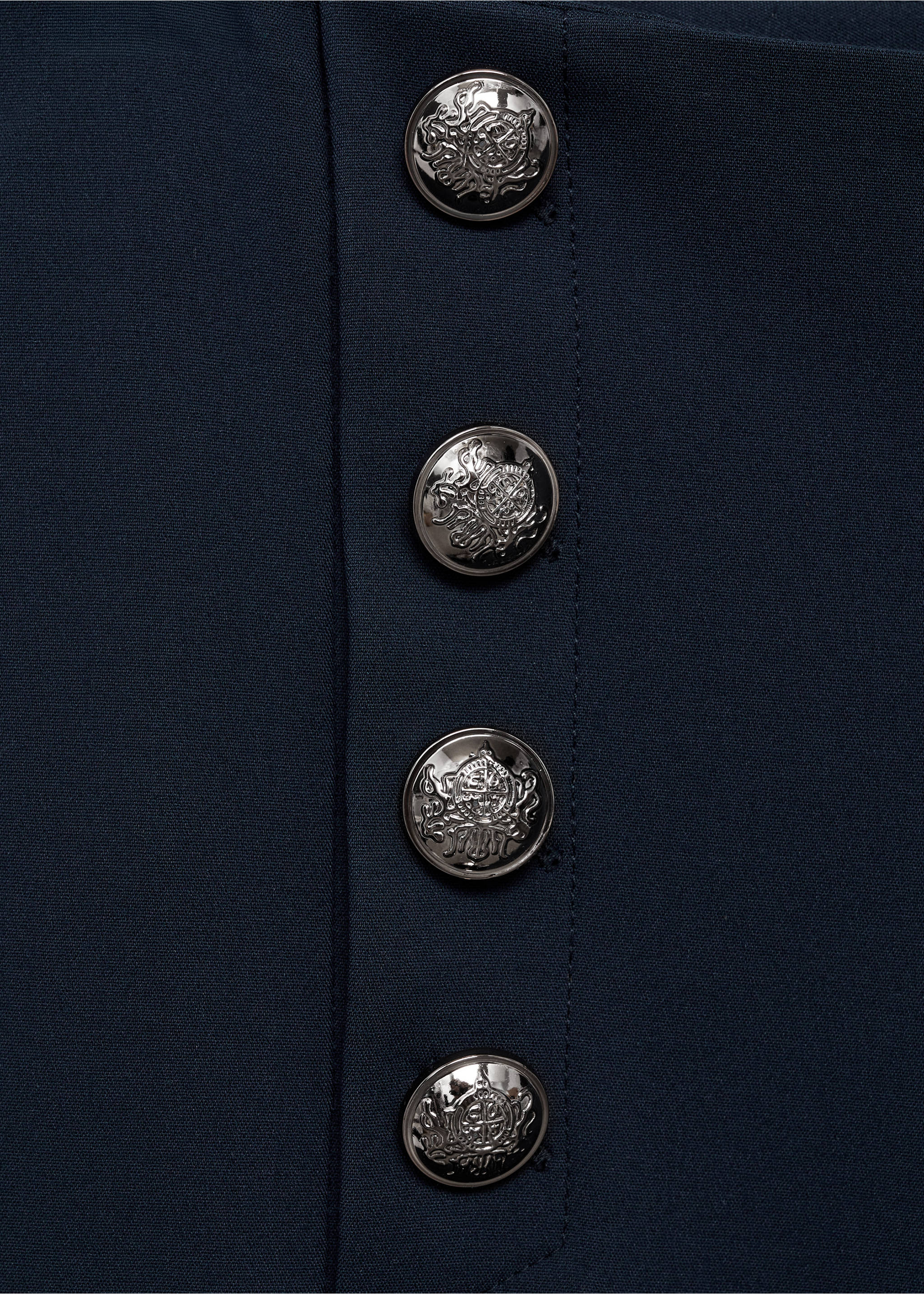 Straight trousers with jewel buttons - Details of the article 8, Dark Navy. Ref: 87054801-00.