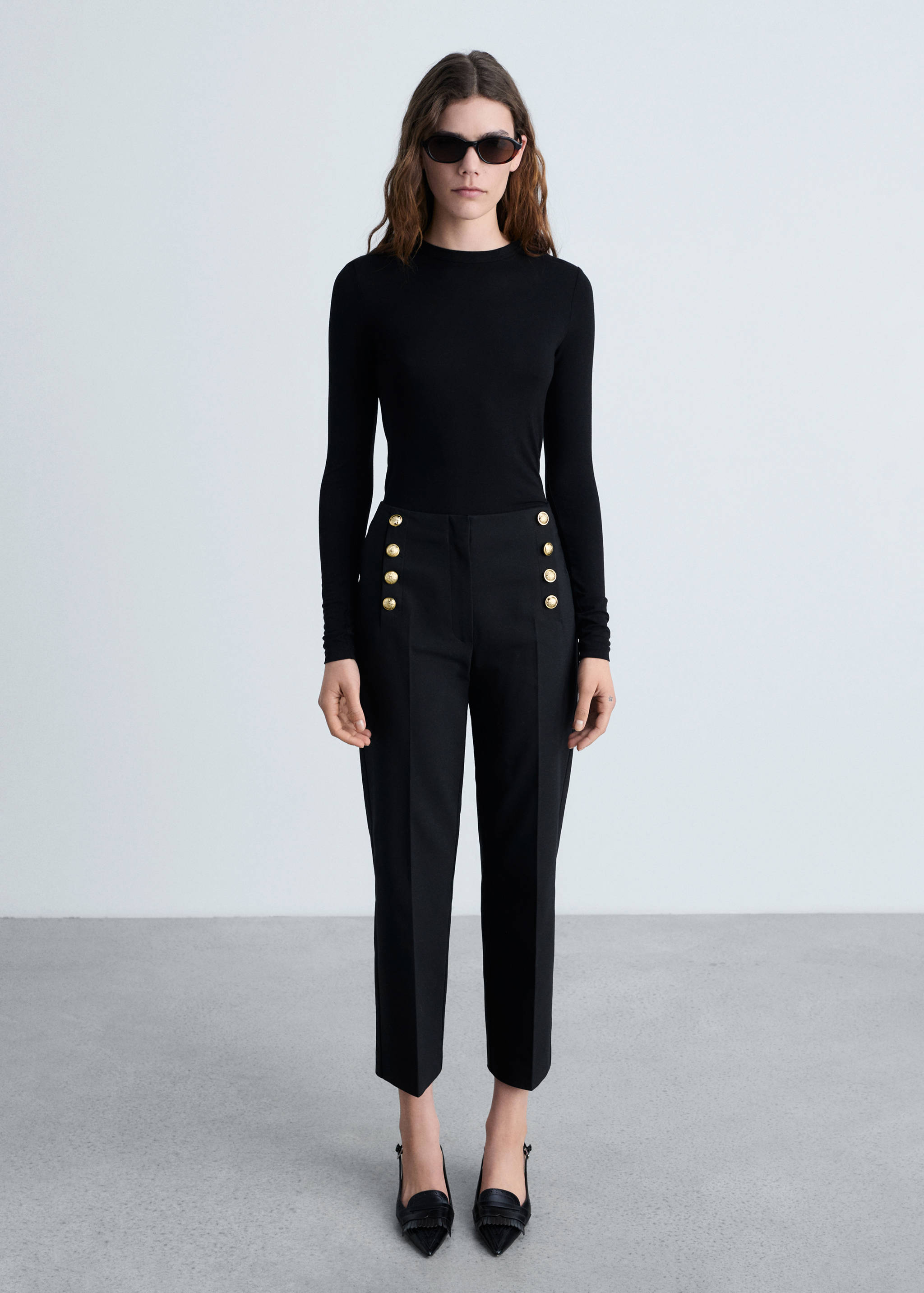 Pantalón recto botones joya - Plano general