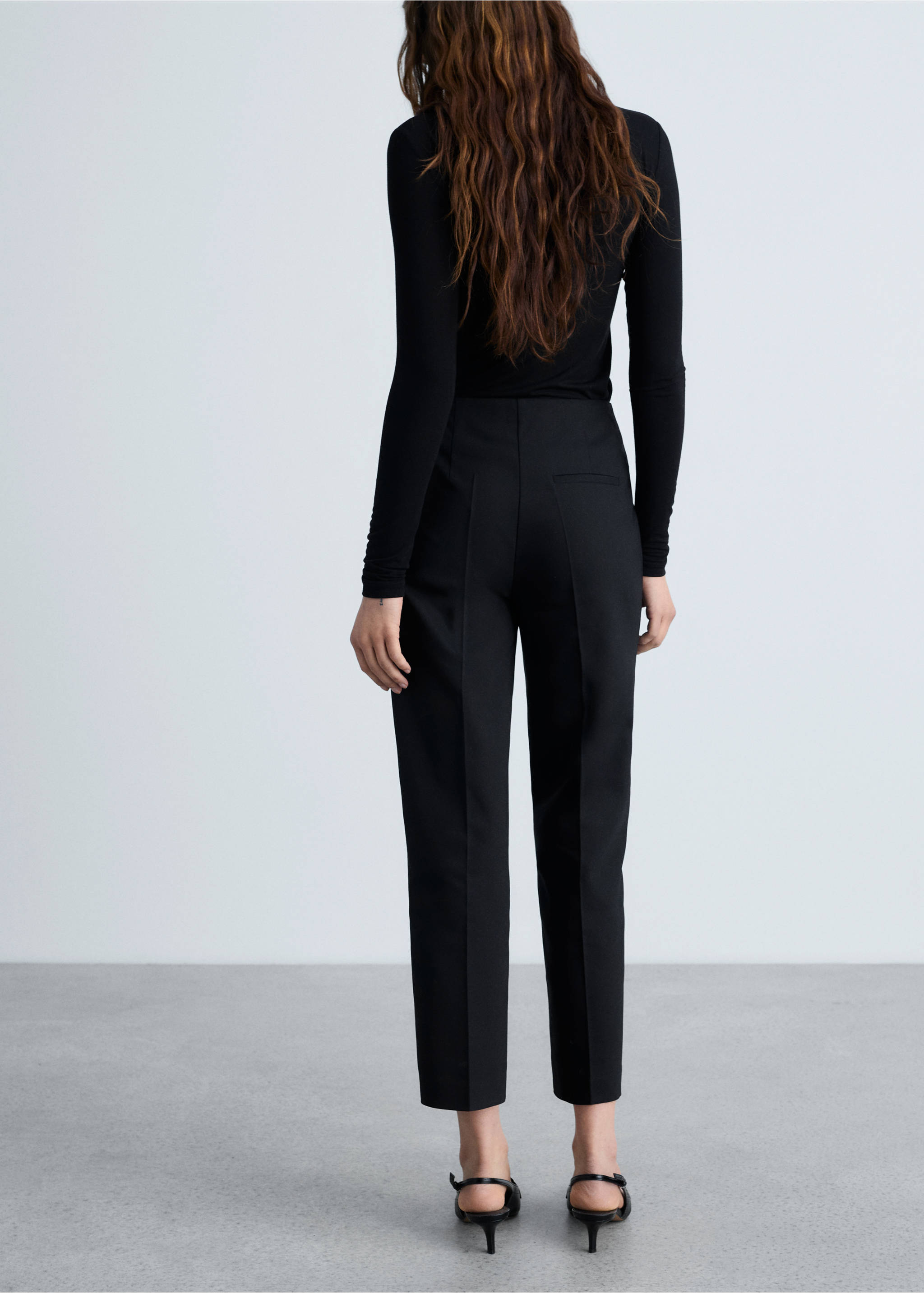 Straight trousers with jewel buttons - Reverse of the article, Black. Ref: 87054801-00.