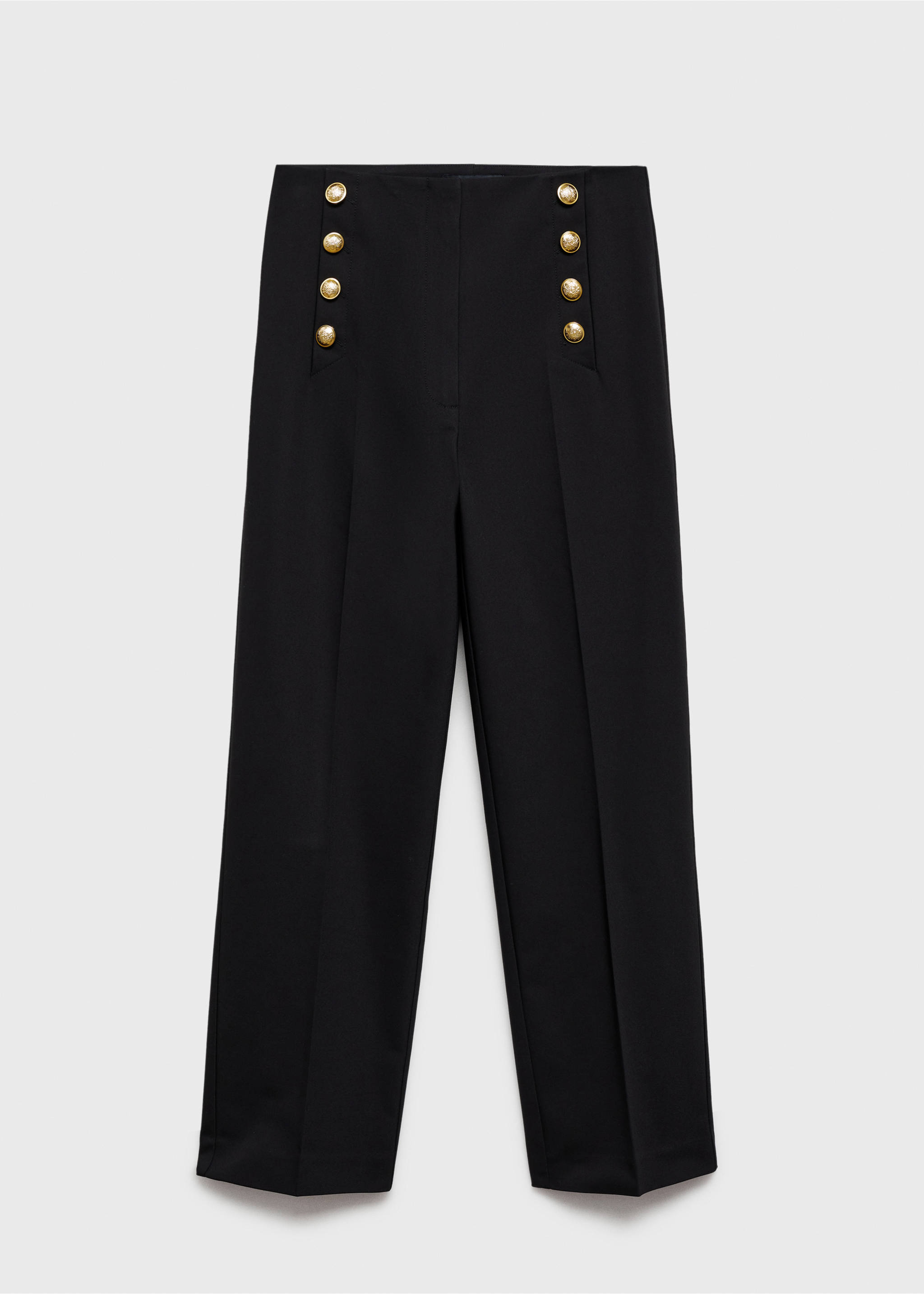 Pantalon droit boutons bijou - Article sans modèle, Noir. Ref: 87054801-00.