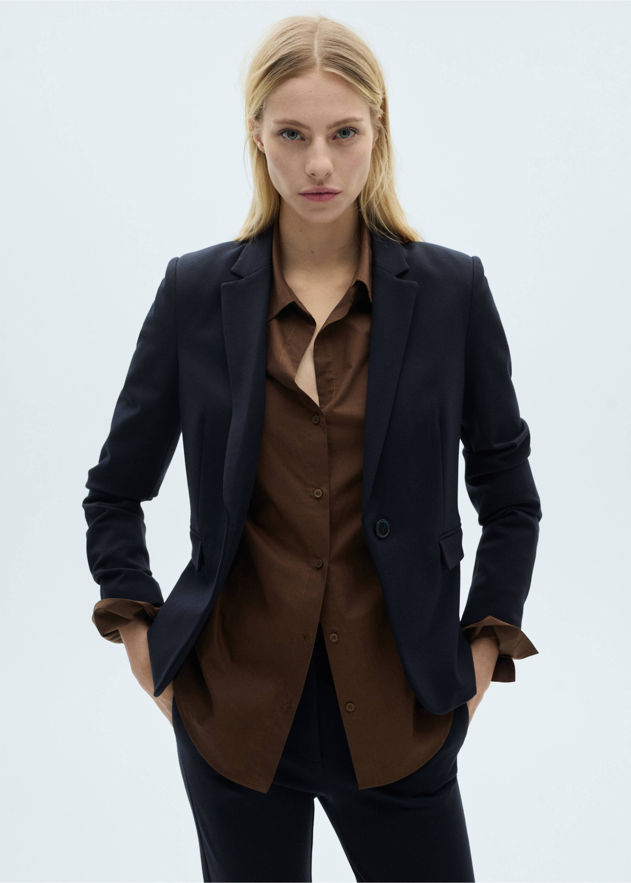 Rak byxa medelhög midja - Detaljer om artikeln 1, Navy blå. Ref: 87054808-00.