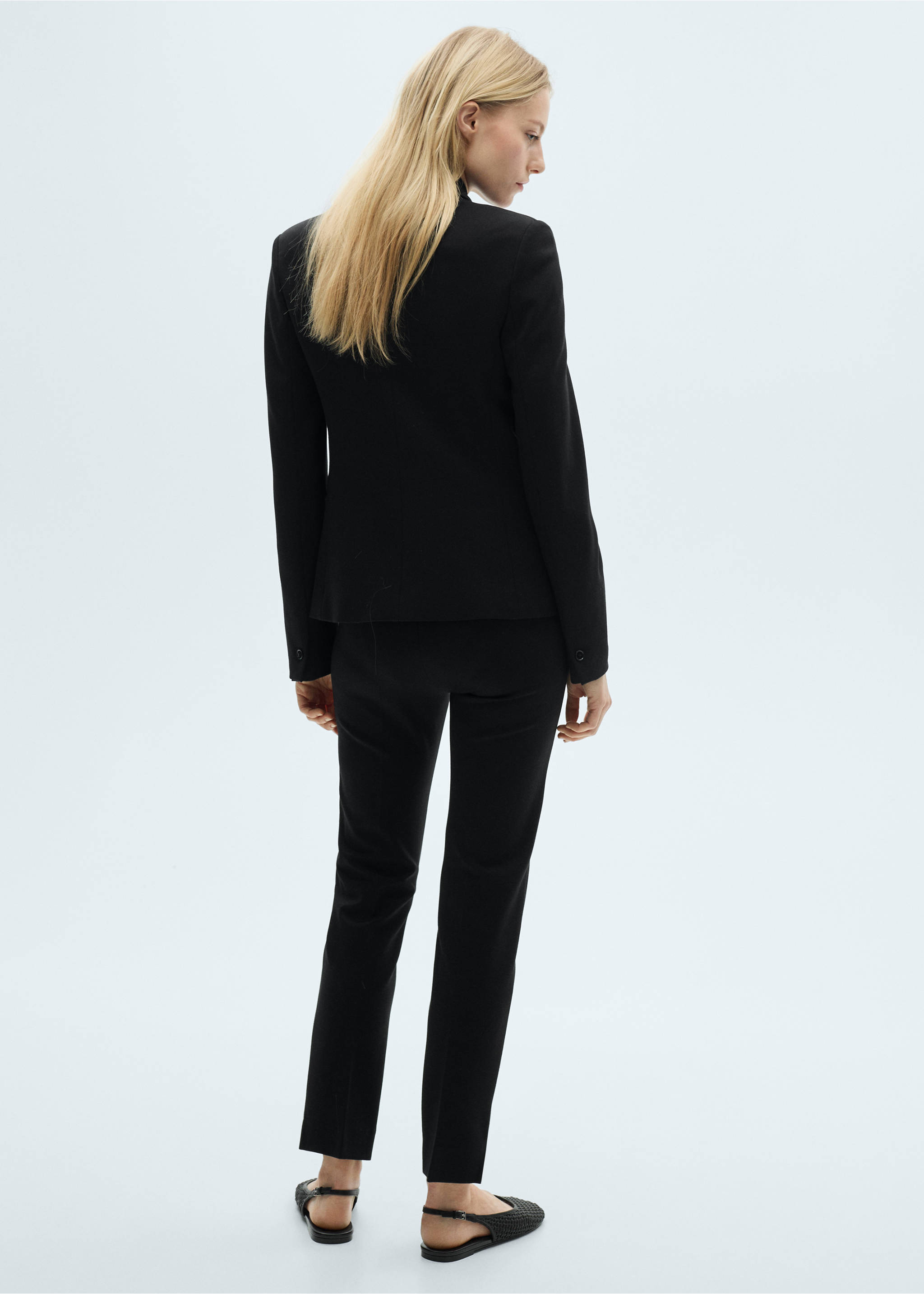 Straight mid-rise trousers - Reverse of the article, Black. Ref: 87054808-00.
