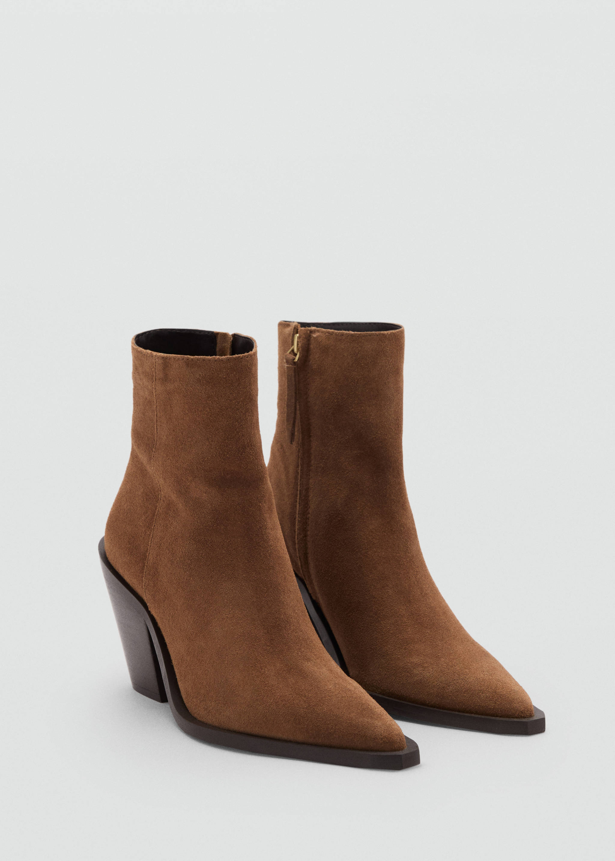 Heel suede ankle boot - Medium plane