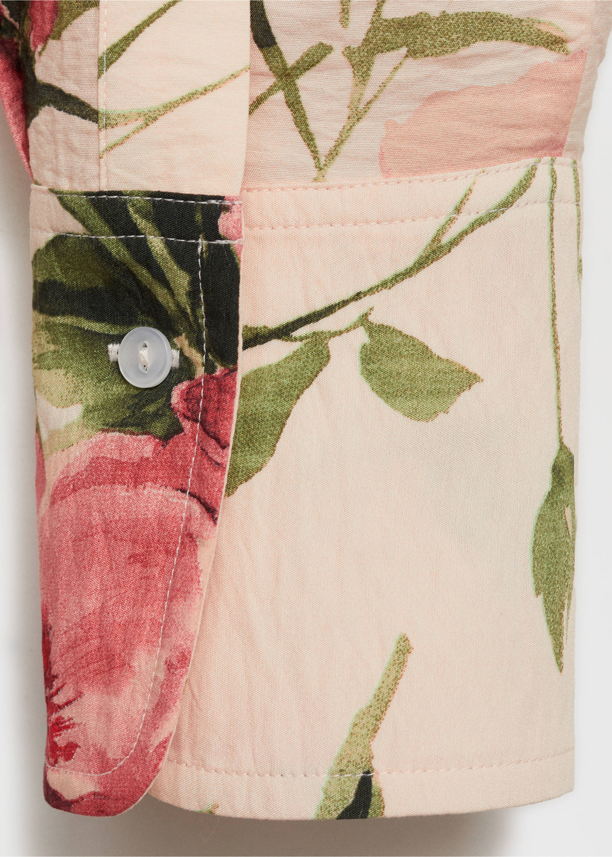Flowy floral print shirt - Details of the article 0, Ecru. Ref: 87054812-00.