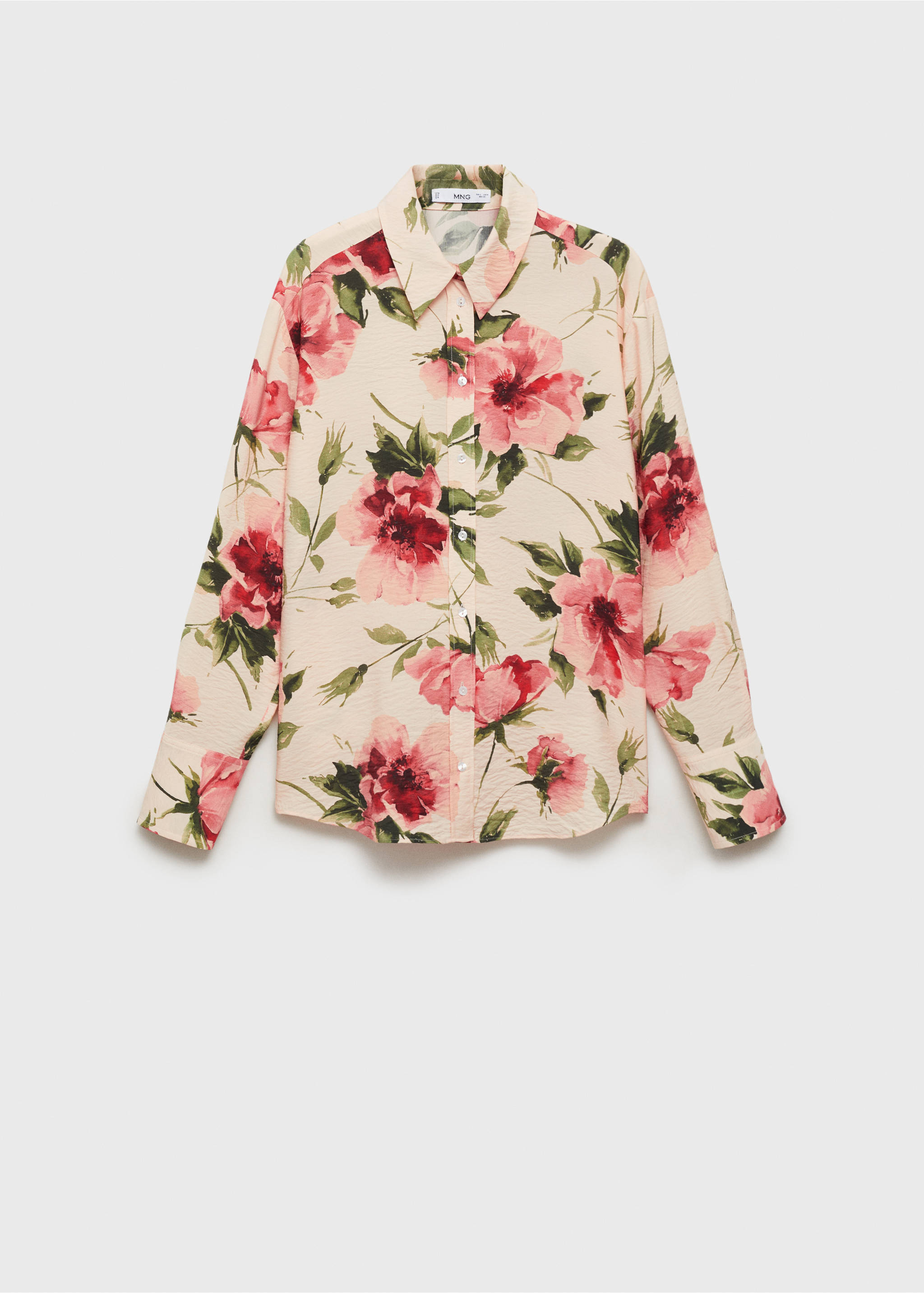 Flowy floral print shirt - Article without model, Ecru. Ref: 87054812-00.