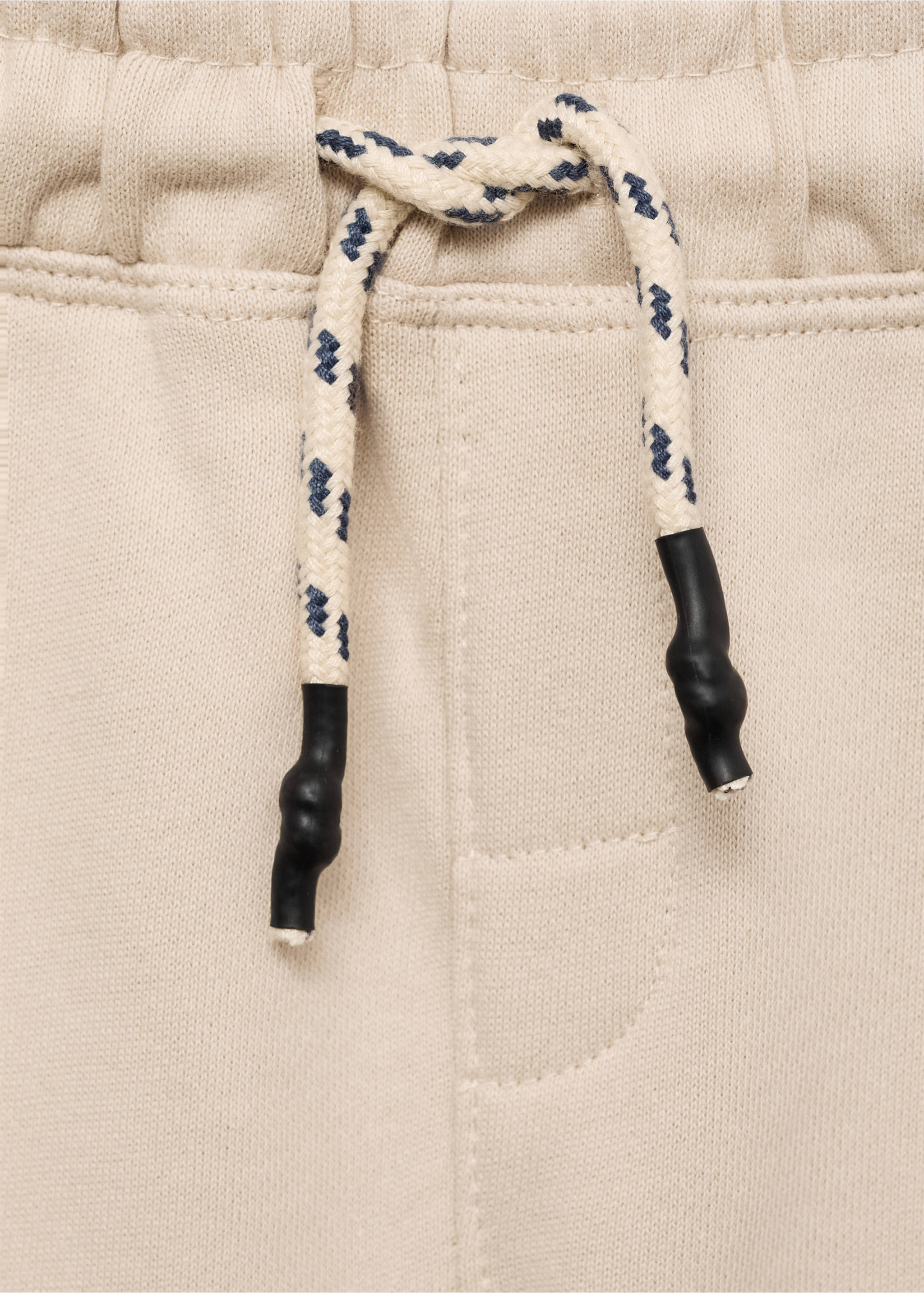 Cotton shorts with drawstring - Details of the article 8, Beige. Ref: 87055143-00.