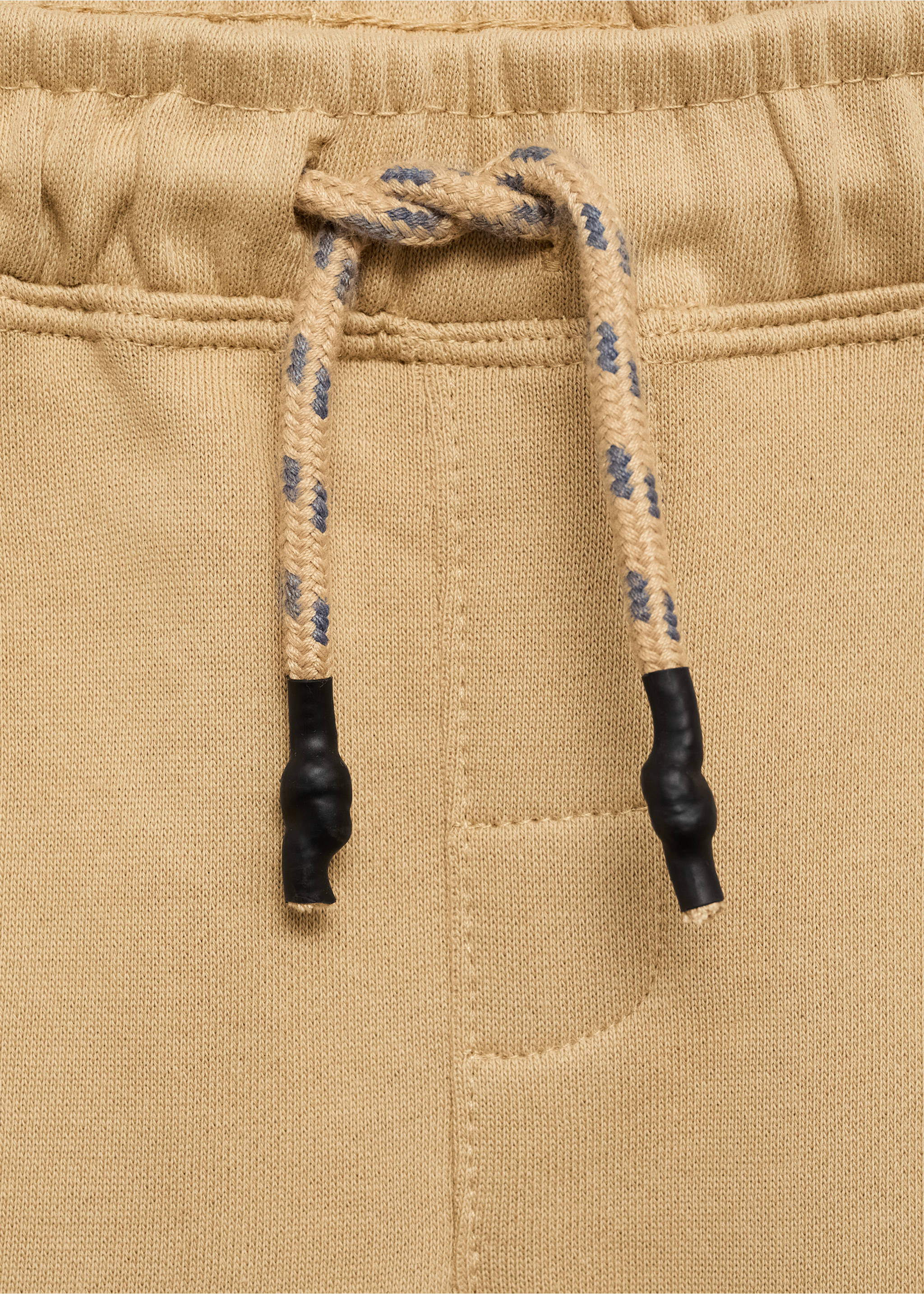 Cotton shorts with drawstring - Details of the article 8, Ochre. Ref: 87055143-00.
