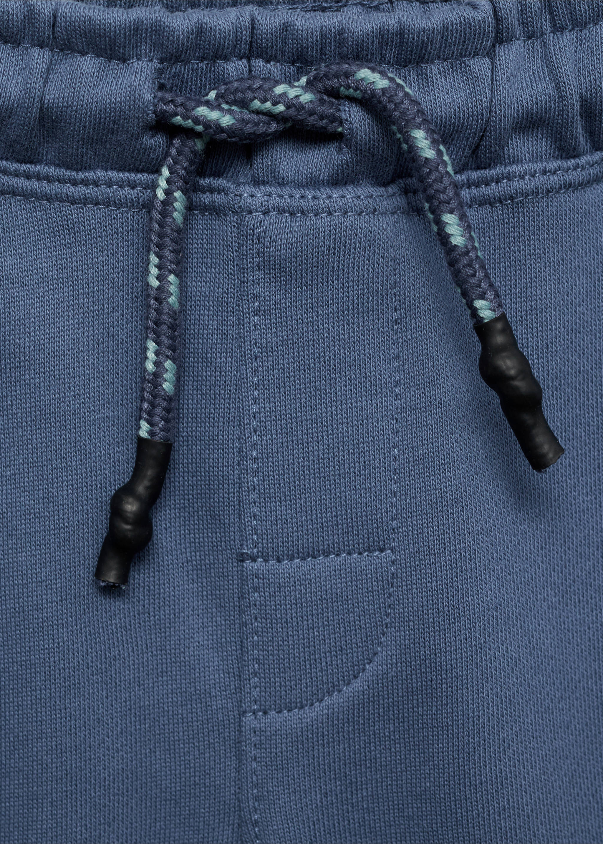 Cotton shorts with drawstring - Details of the article 8, Blue. Ref: 87055143-00.