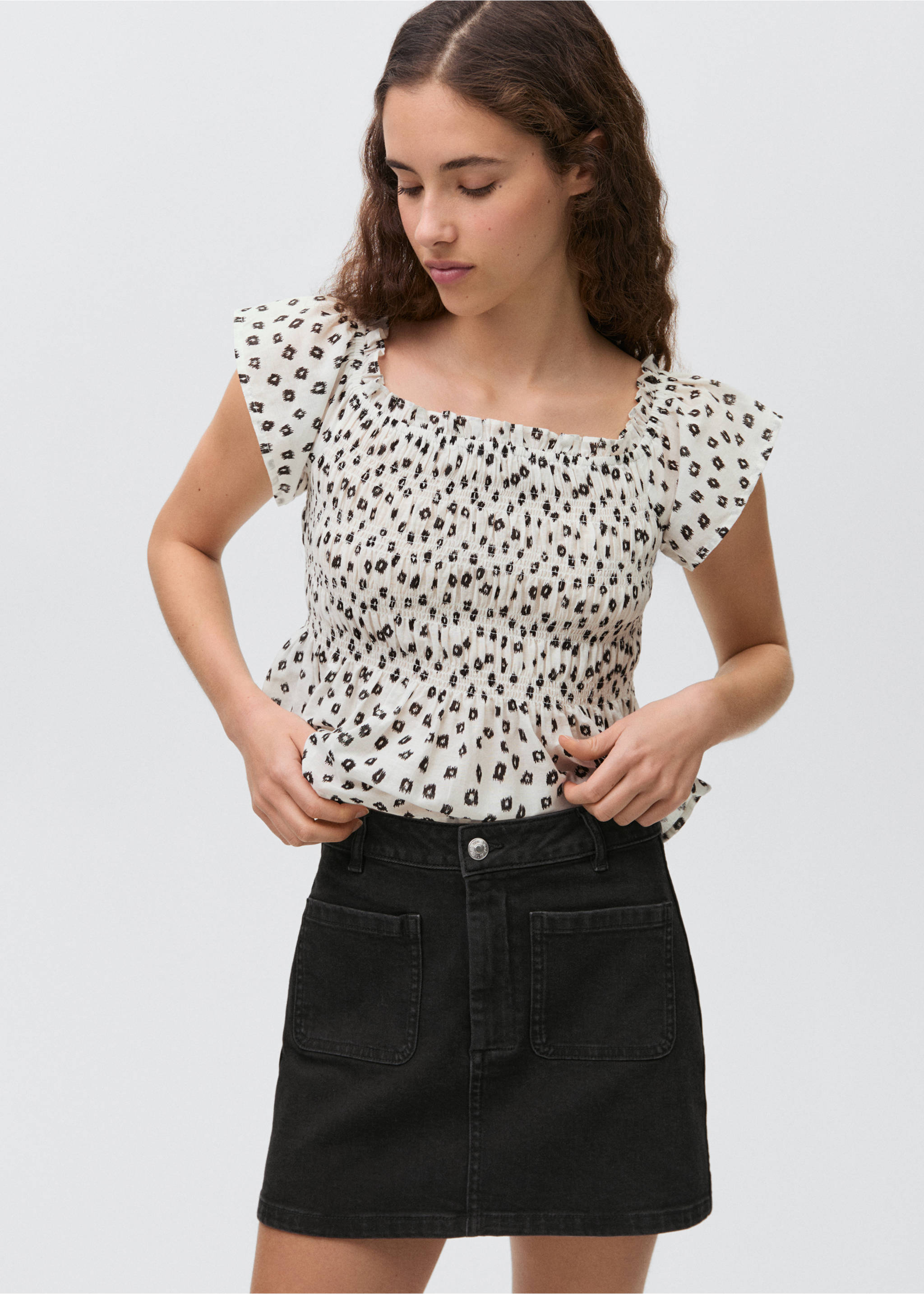 Minifalda vaquera bolsillos - Plano medio, Denim negro. Ref: 87055725-00.