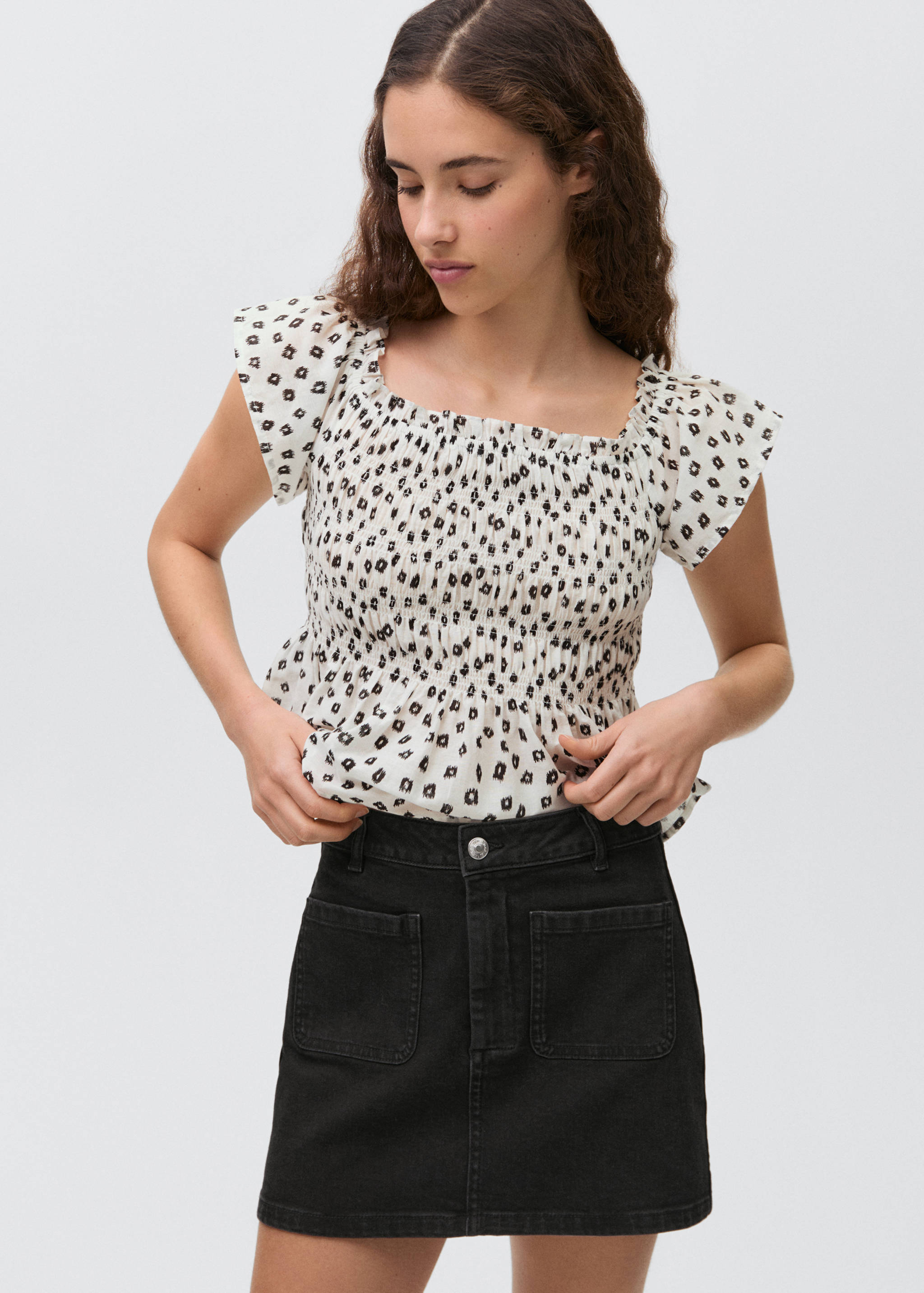 Denim mini-skirt with pockets - Medium plane