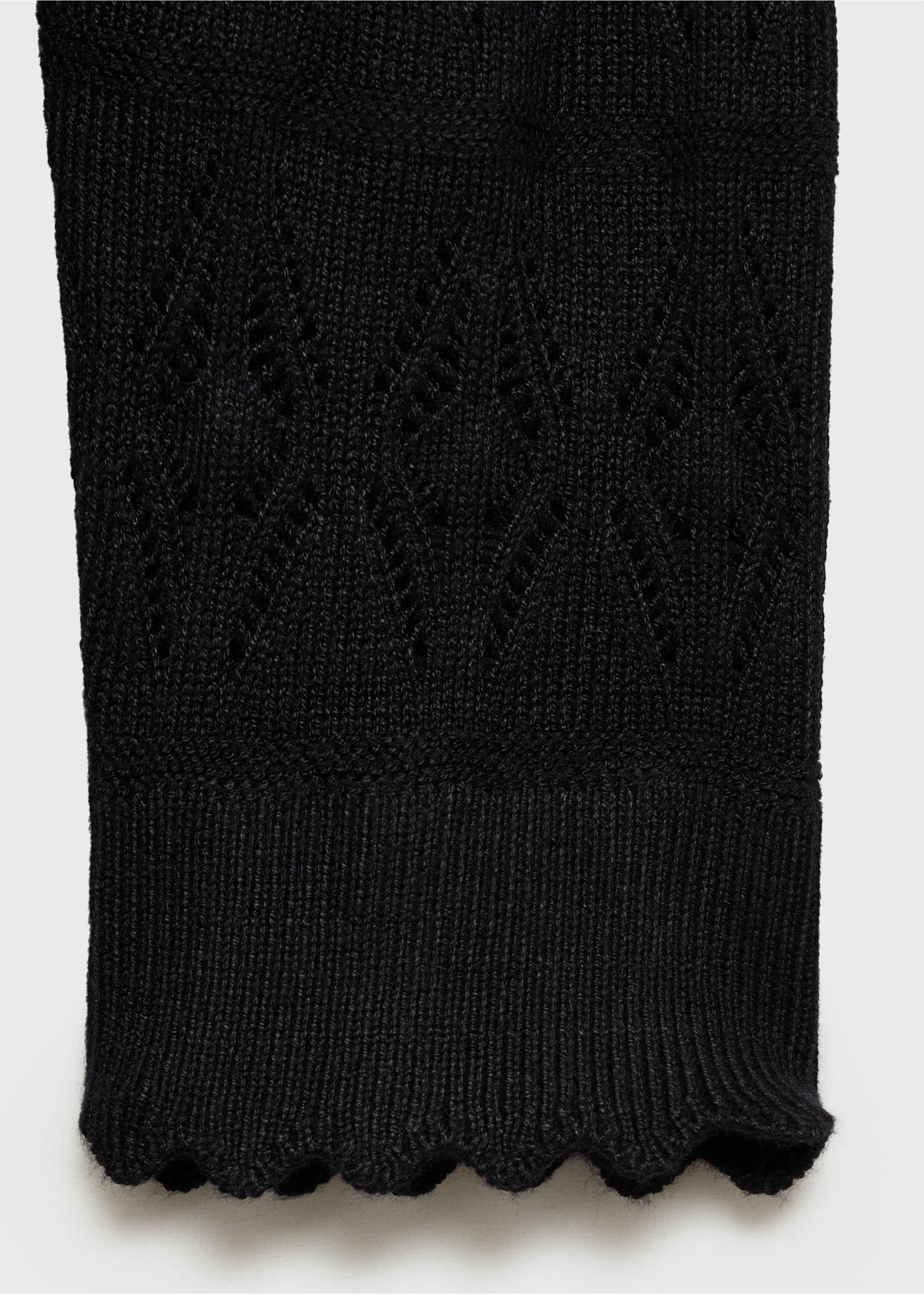 Long openwork knitted cardigan - Details of the article 0, Black. Ref: 87055728-00.