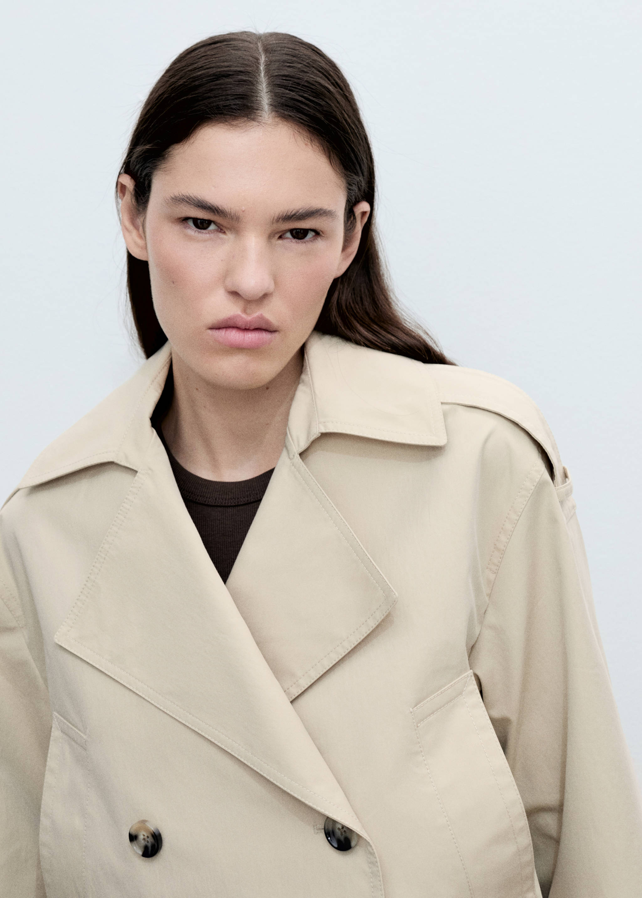 Double-breasted cropped trench coat - Details of the article 1