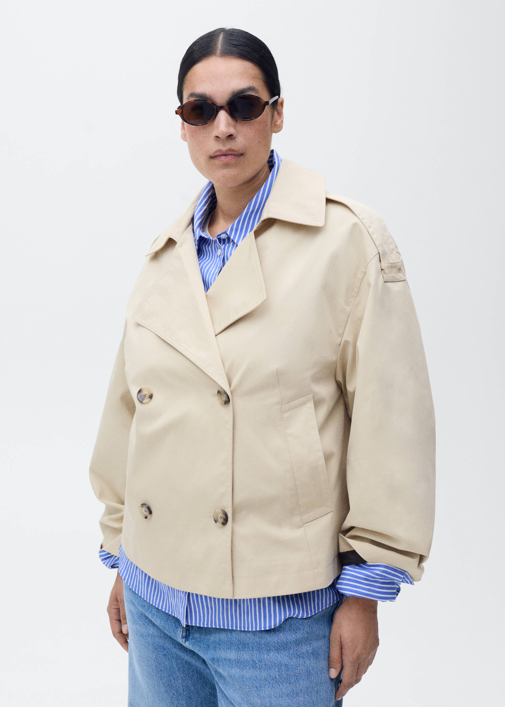 Double-breasted cropped trench coat - Details of the article 5