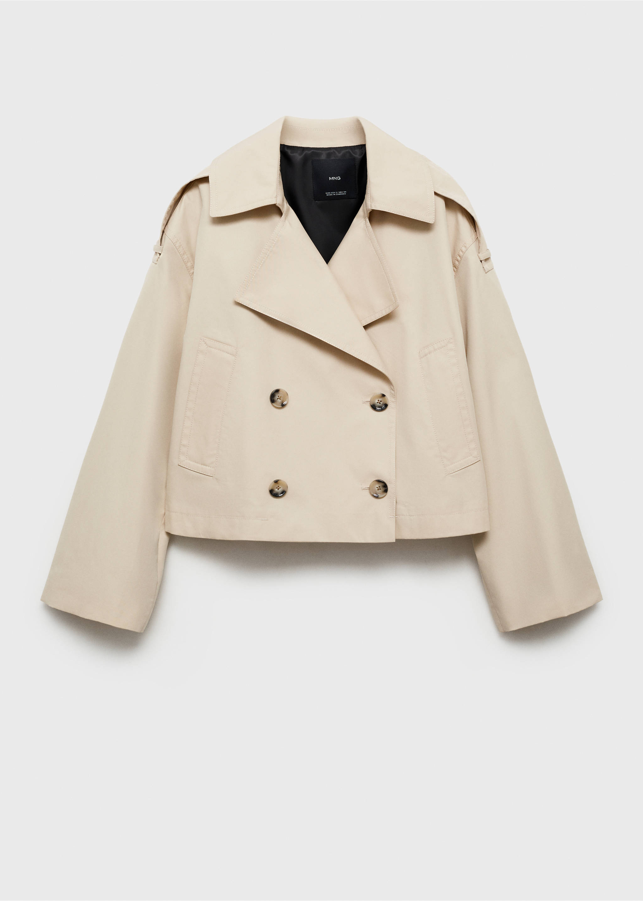 Trench crop double boutonnage - Article sans modèle, Gris clair/pastel. Ref: 87055735-00.