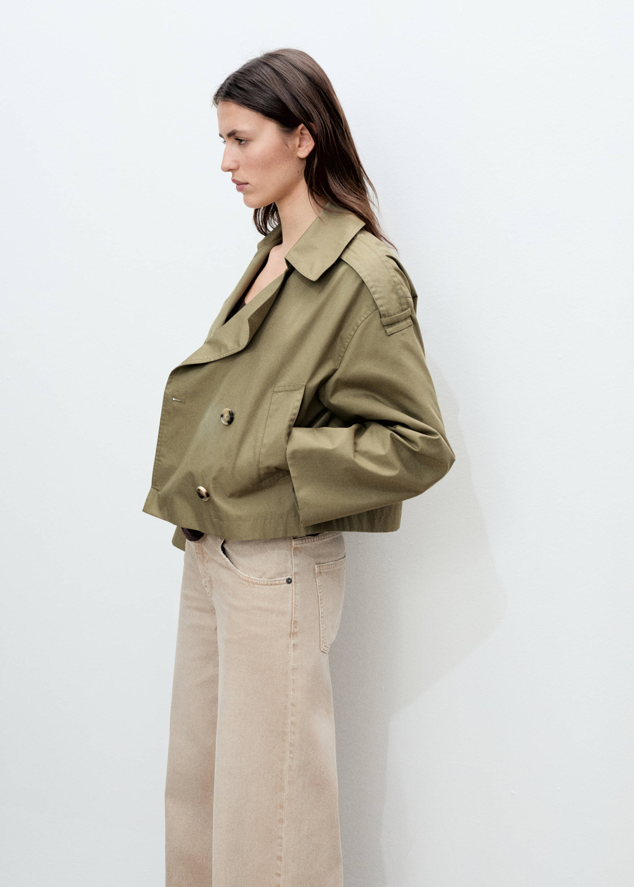 Double-breasted cropped trench coat - Details of the article 6