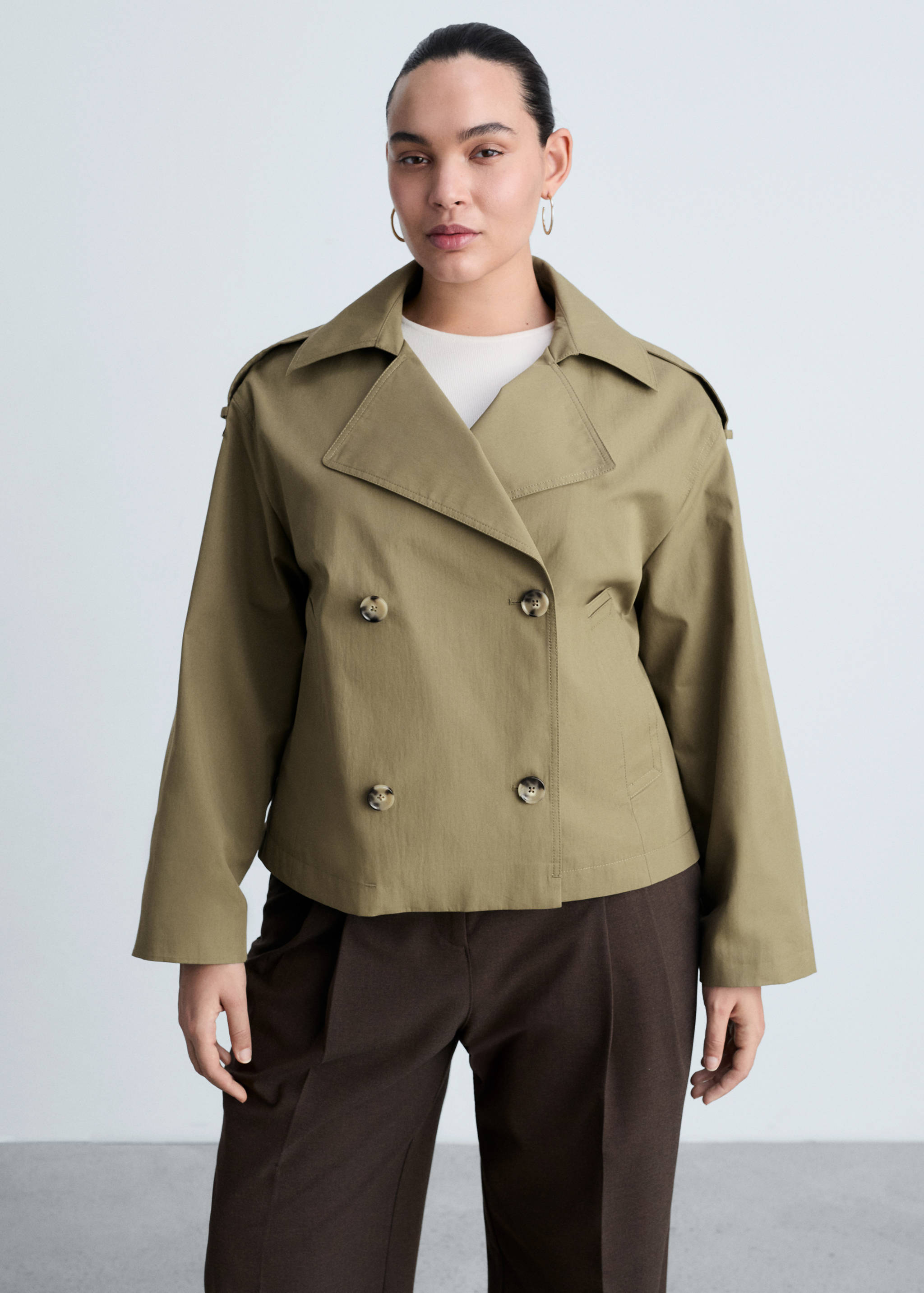 Double-breasted cropped trench coat - Details of the article 5