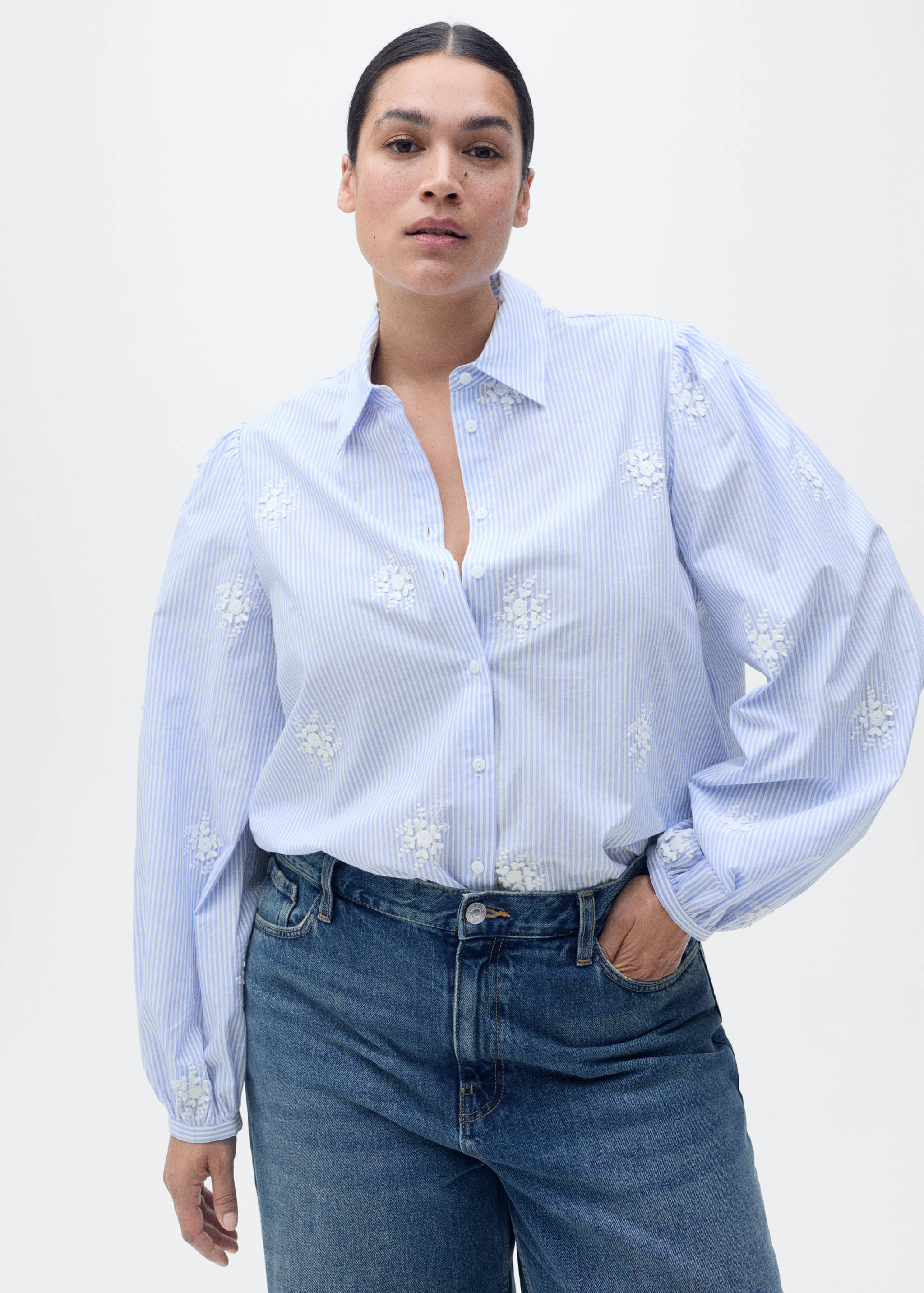 Camisa rayas bordado floral - Detalle del artículo 5