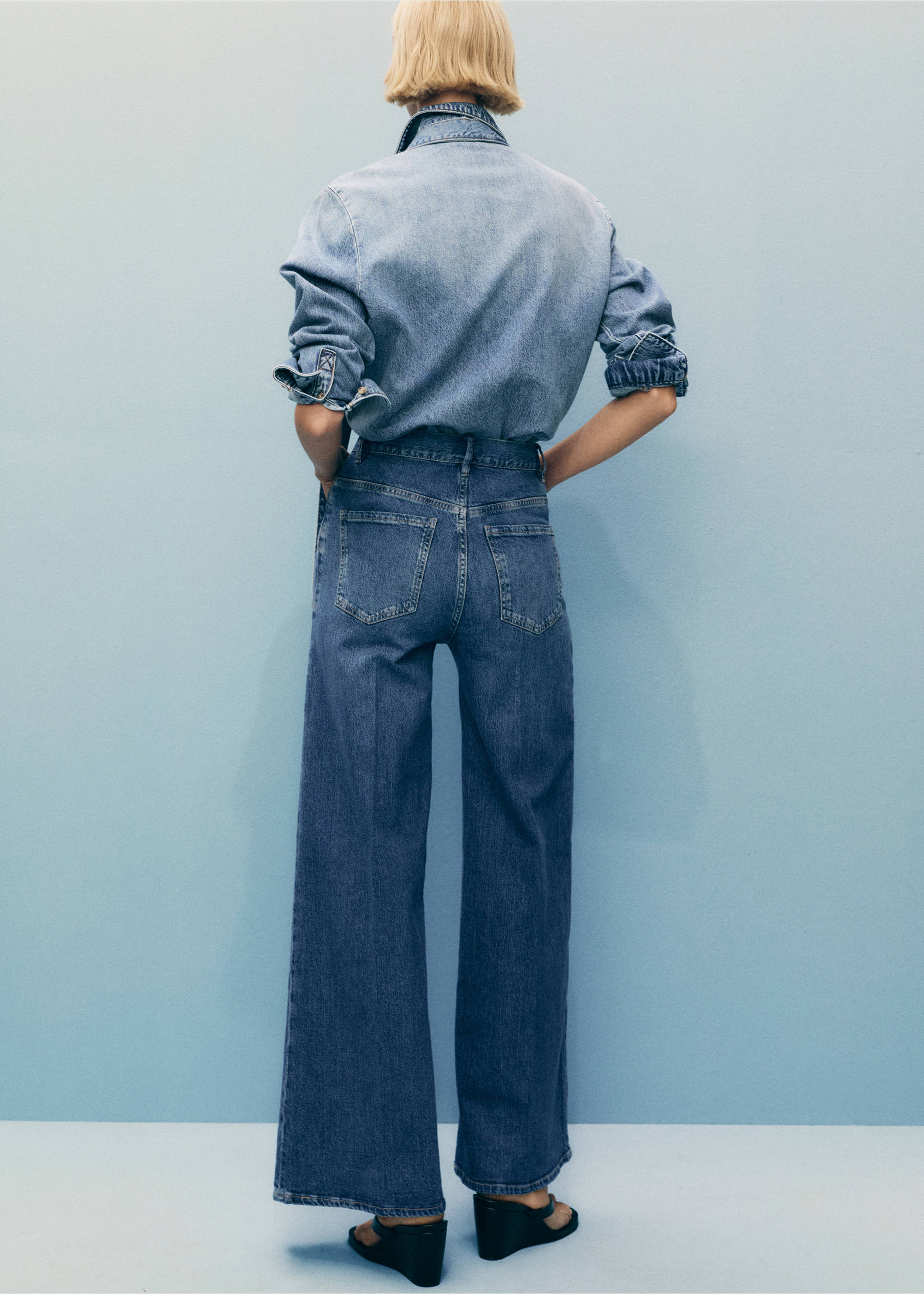 High-waisted wideleg jeans - Reverse of the article, Medium Blue. Ref: 87055742-00.