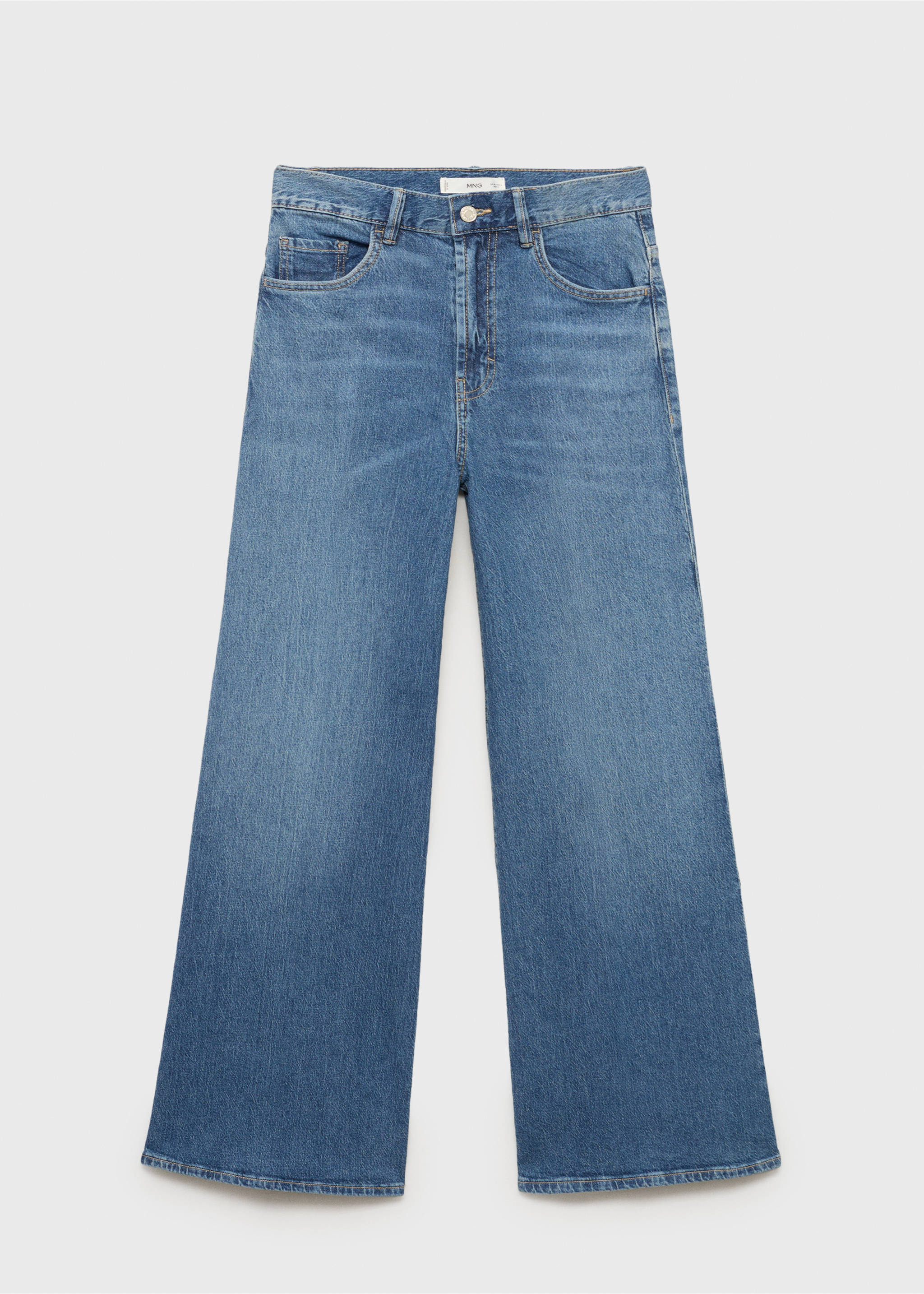 Wide-leg high-waist jeans - Artikel zonder model, Middenblauw. Ref: 87055742-00.