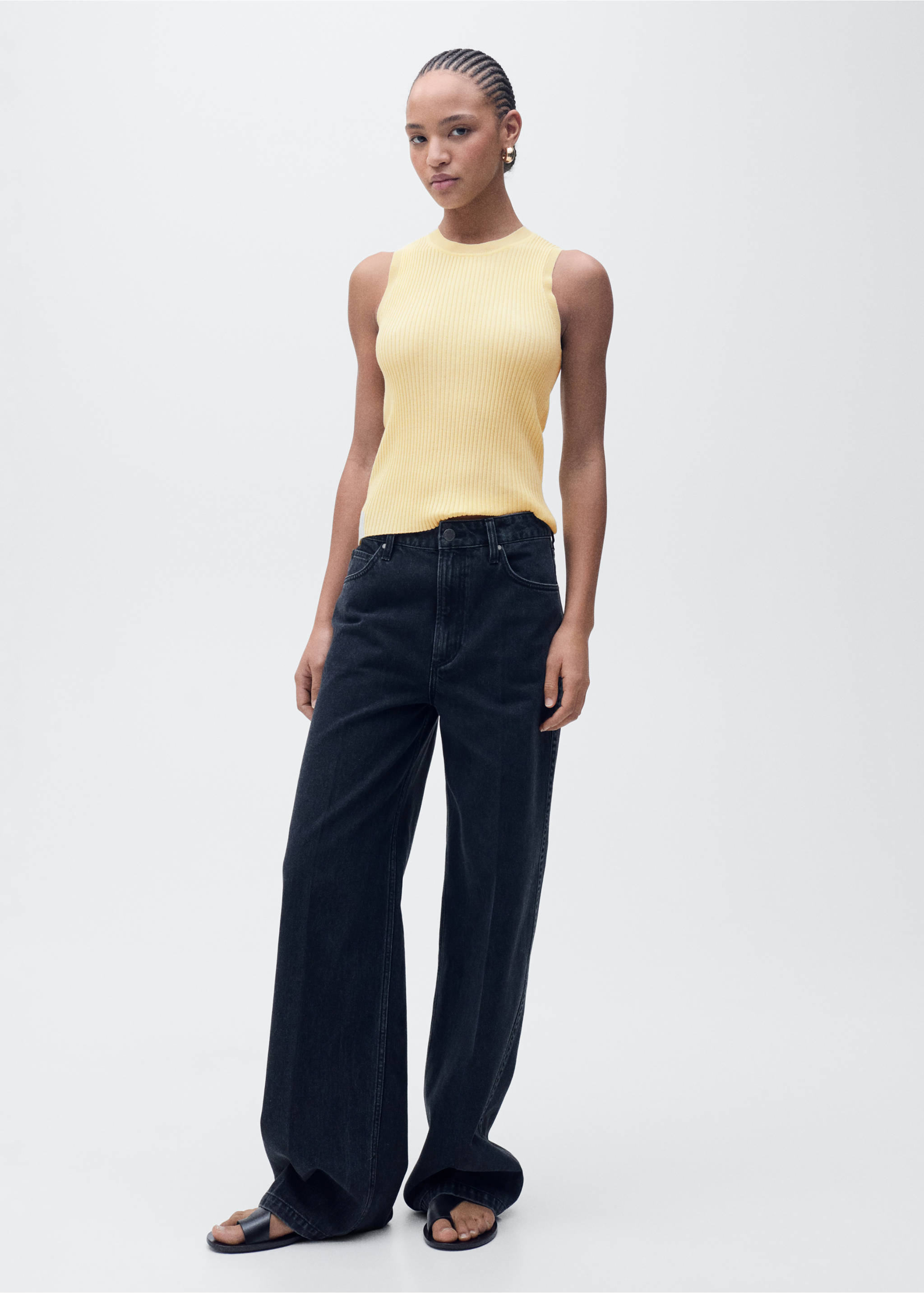 Ribbed knit top - General plane, Pastel Yellow. Ref: 87055746-00.