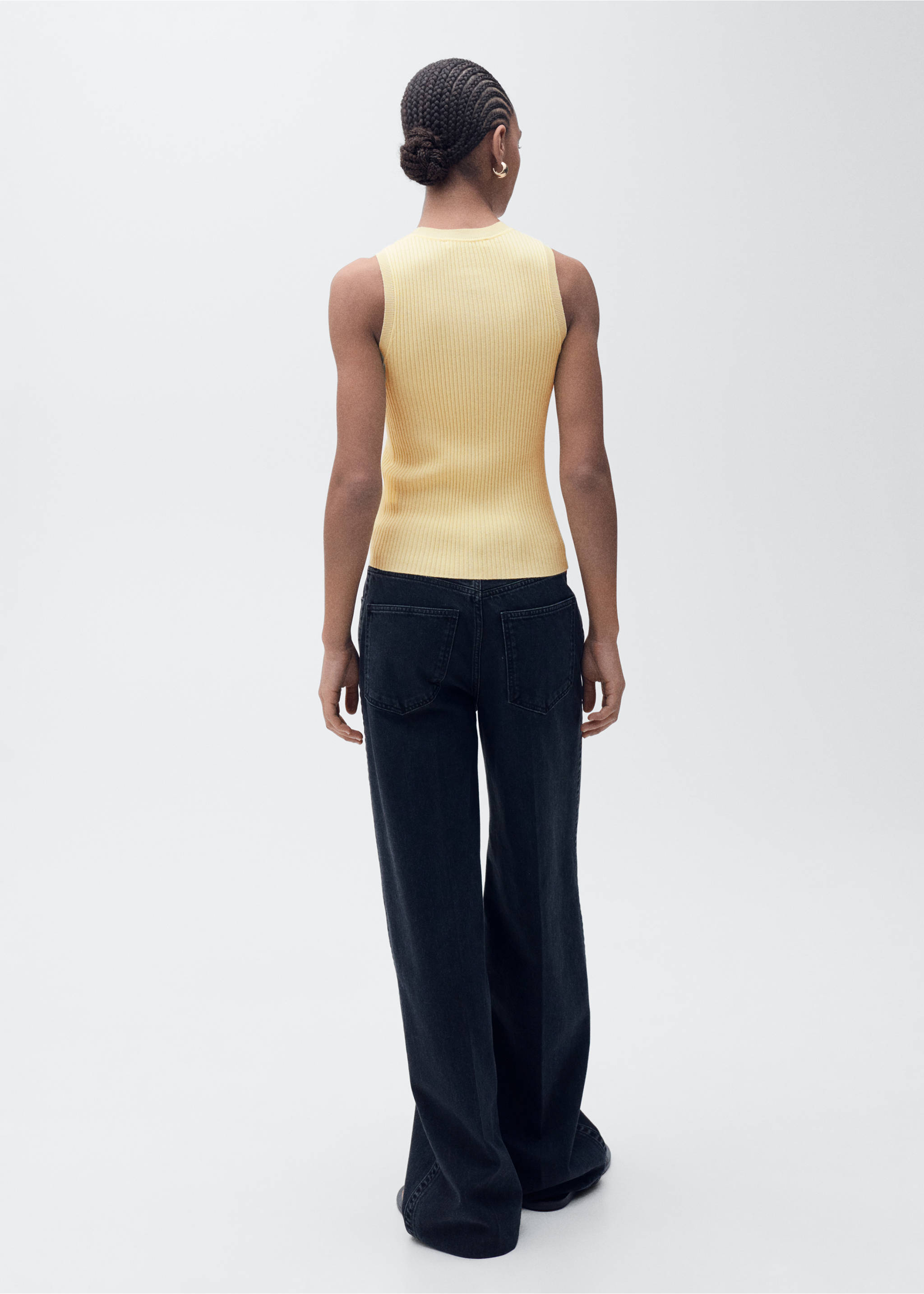 Ribbed knit top - Reverse of the article, Pastel Yellow. Ref: 87055746-00.