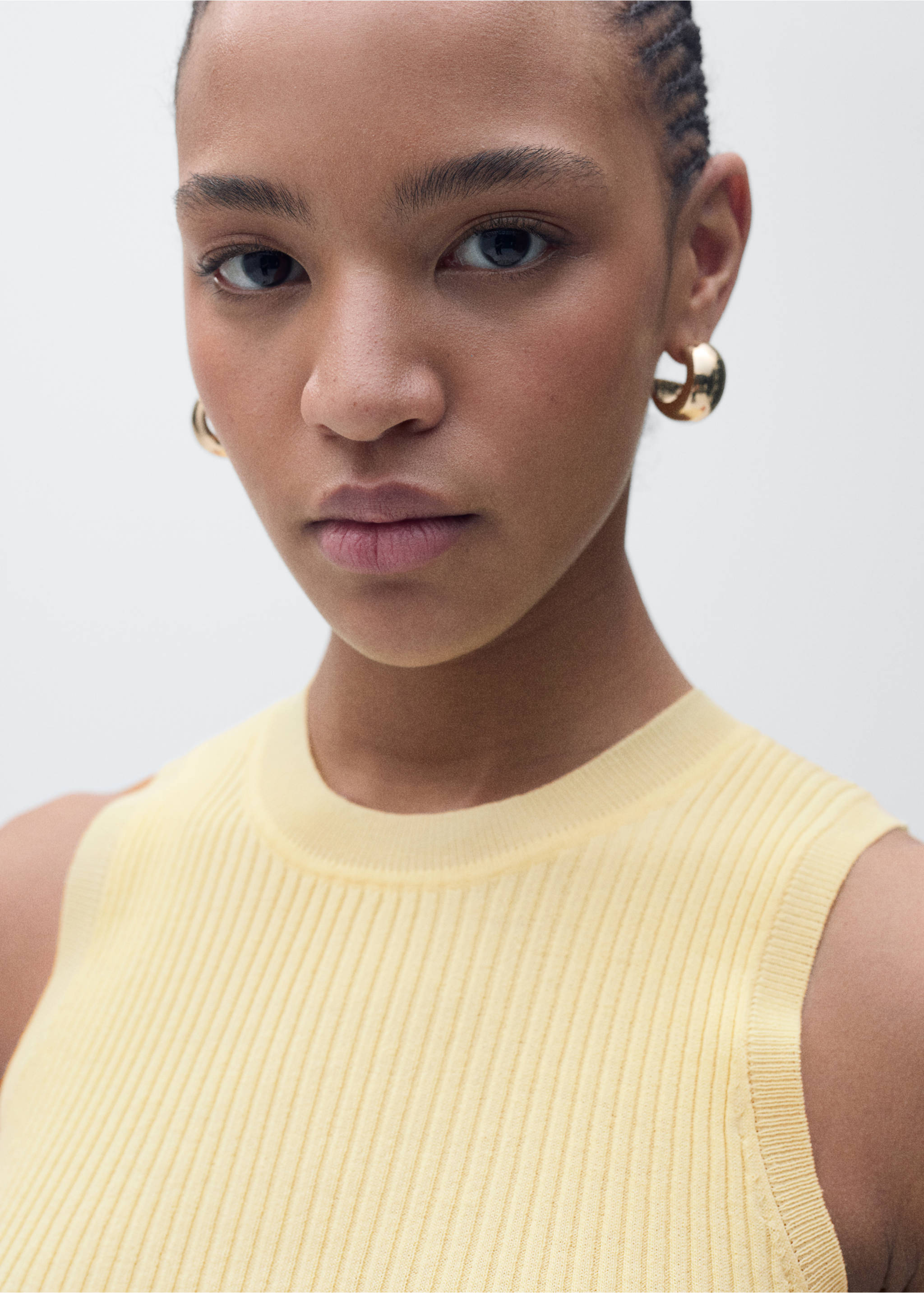Ribbed knit top - Details of the article 1, Pastel Yellow. Ref: 87055746-00.