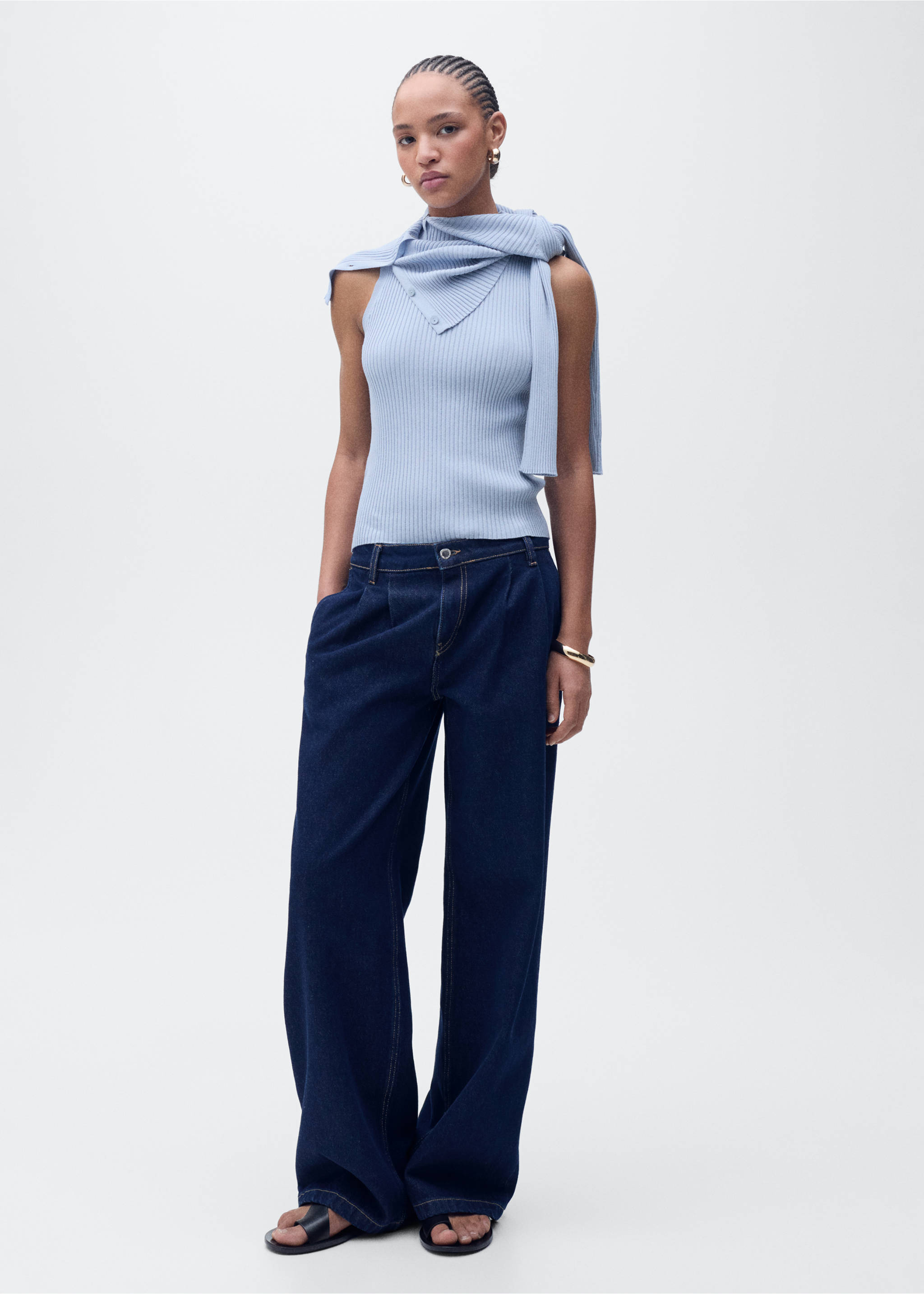 Ribbed knit top - General plane, Sky Blue. Ref: 87055746-00.