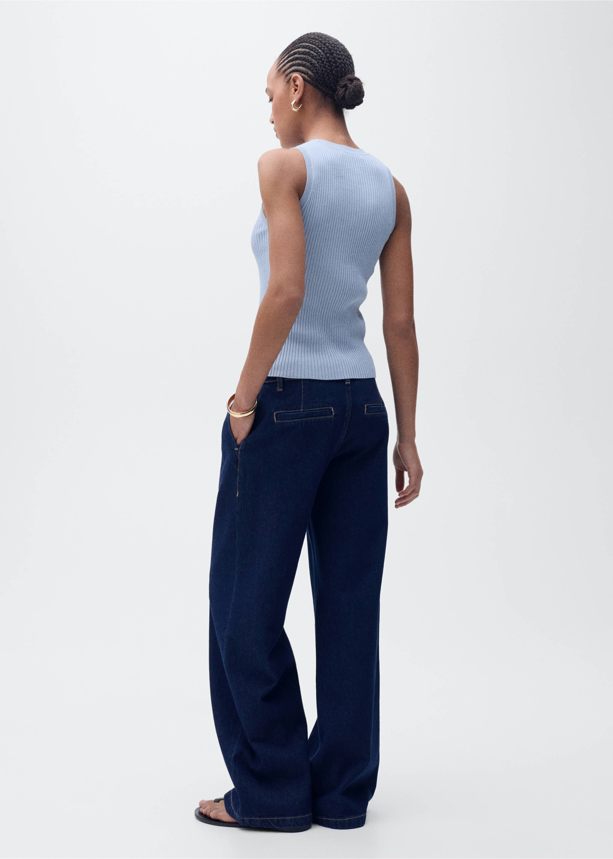 Ribbed knit top - Reverse of the article, Sky Blue. Ref: 87055746-00.