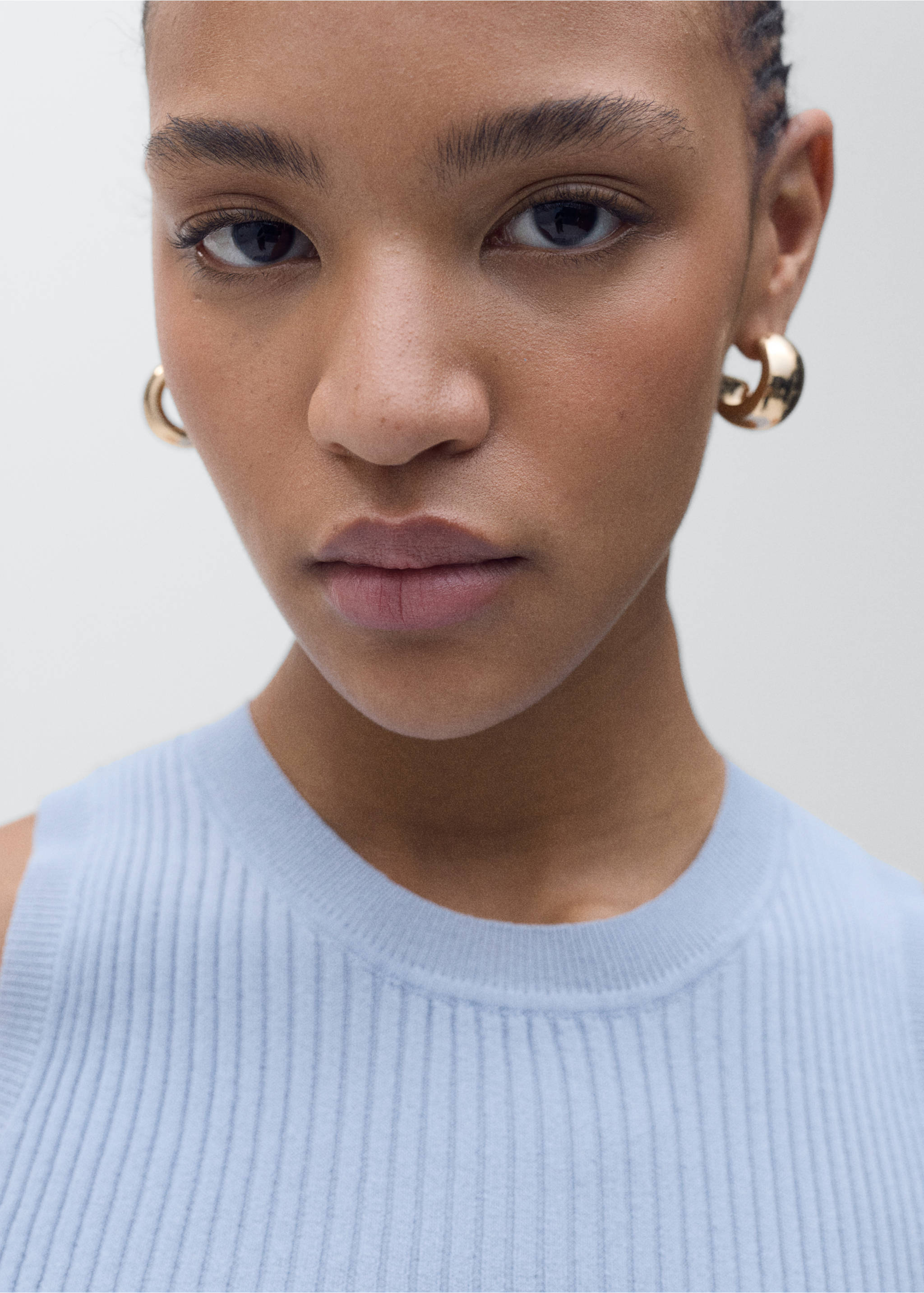 Ribbed knit top - Details of the article 1, Sky Blue. Ref: 87055746-00.