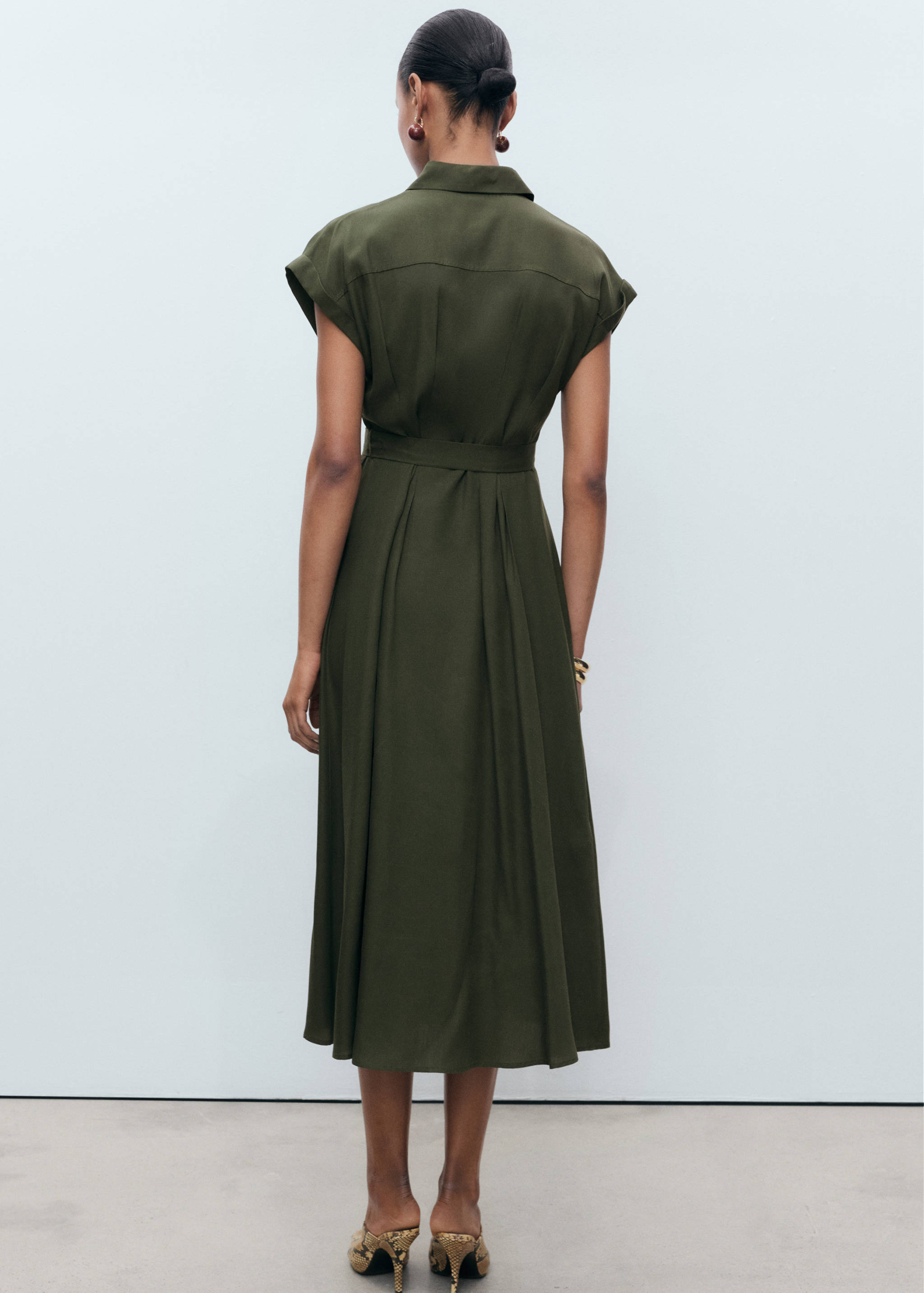 Linen and lyocell-blend shirt dress with belt - Reverse of the article