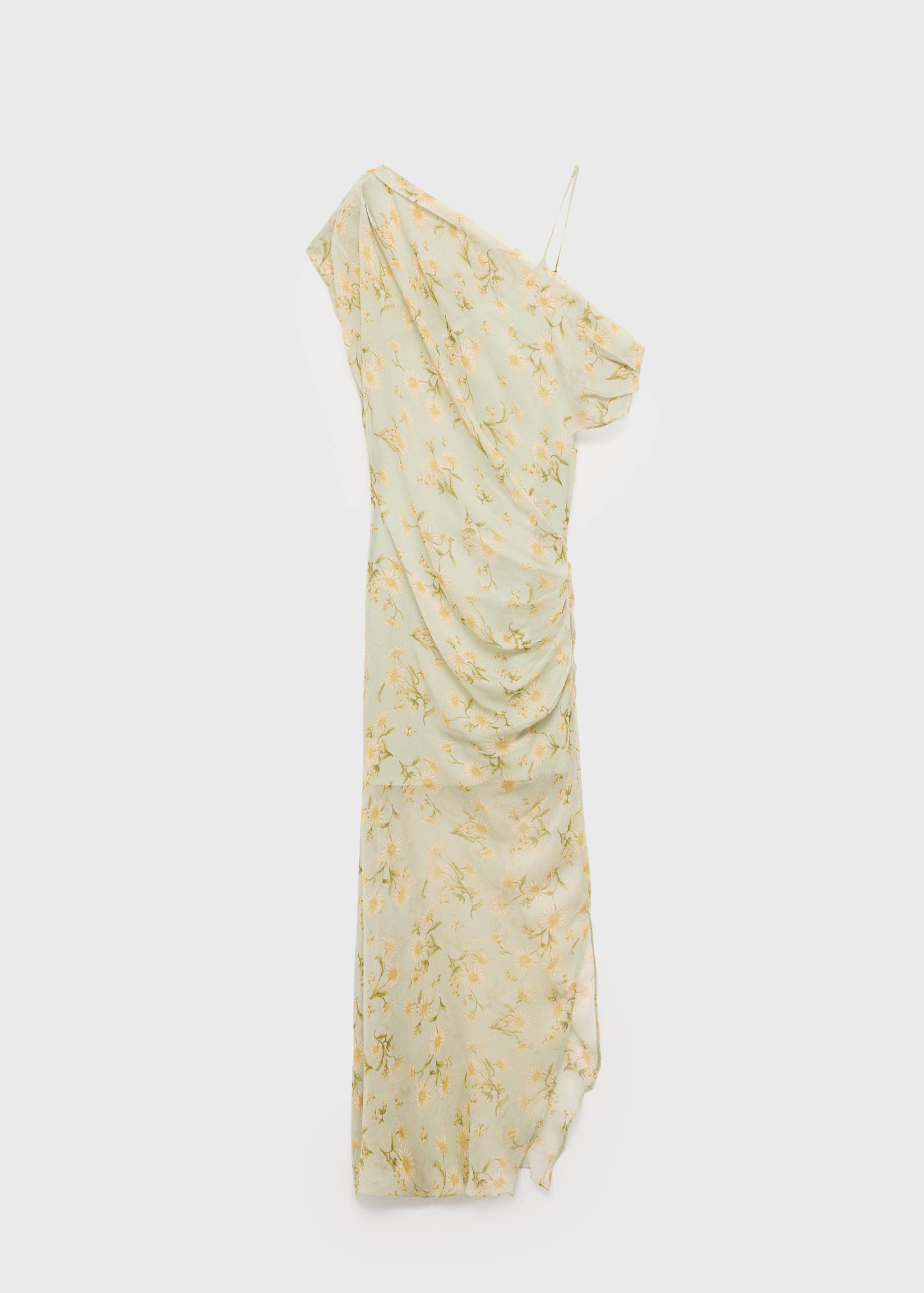 Semi-transparent floral-print draped dress - Article without model