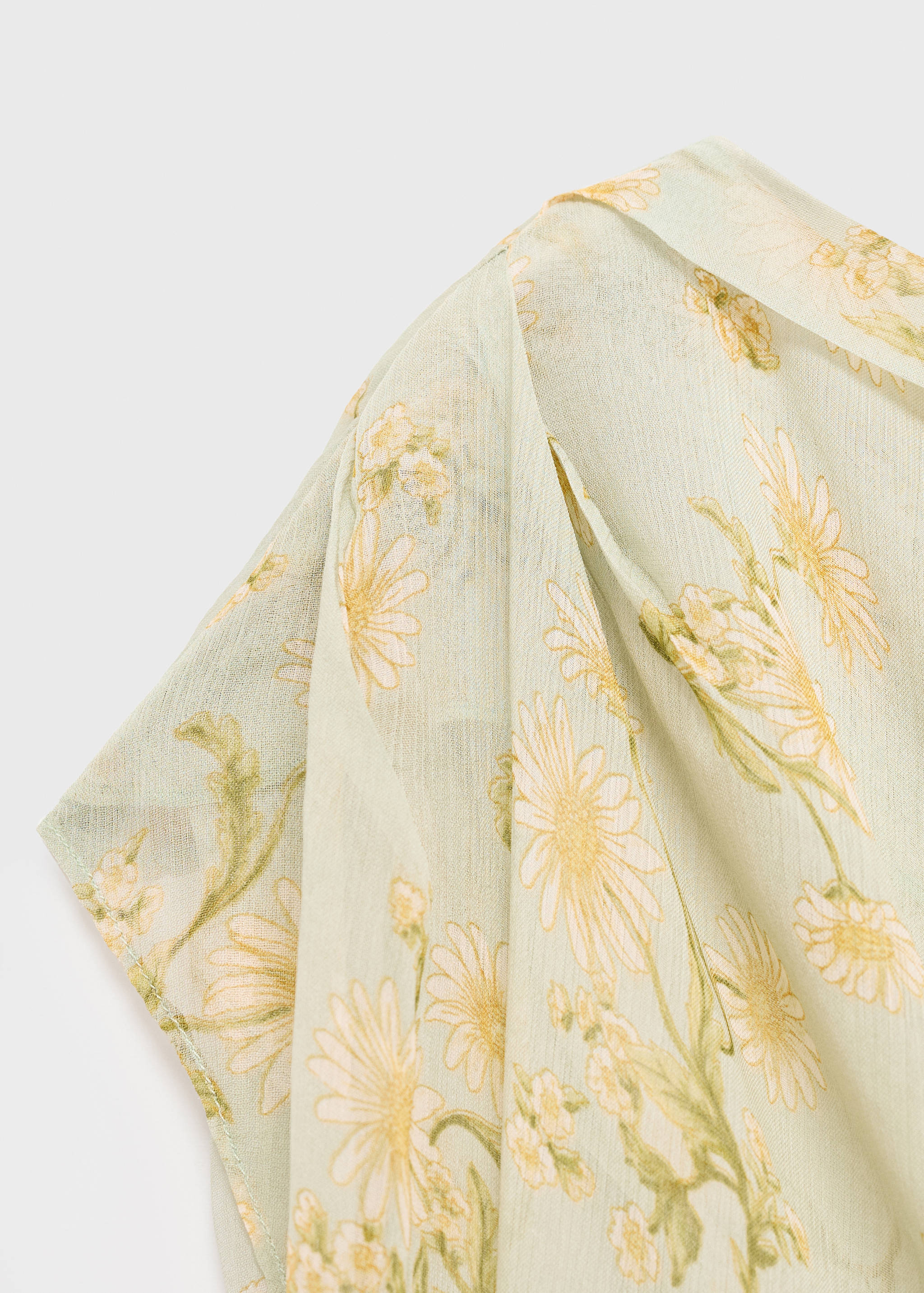 Semi-transparent floral-print draped dress - Details of the article 8