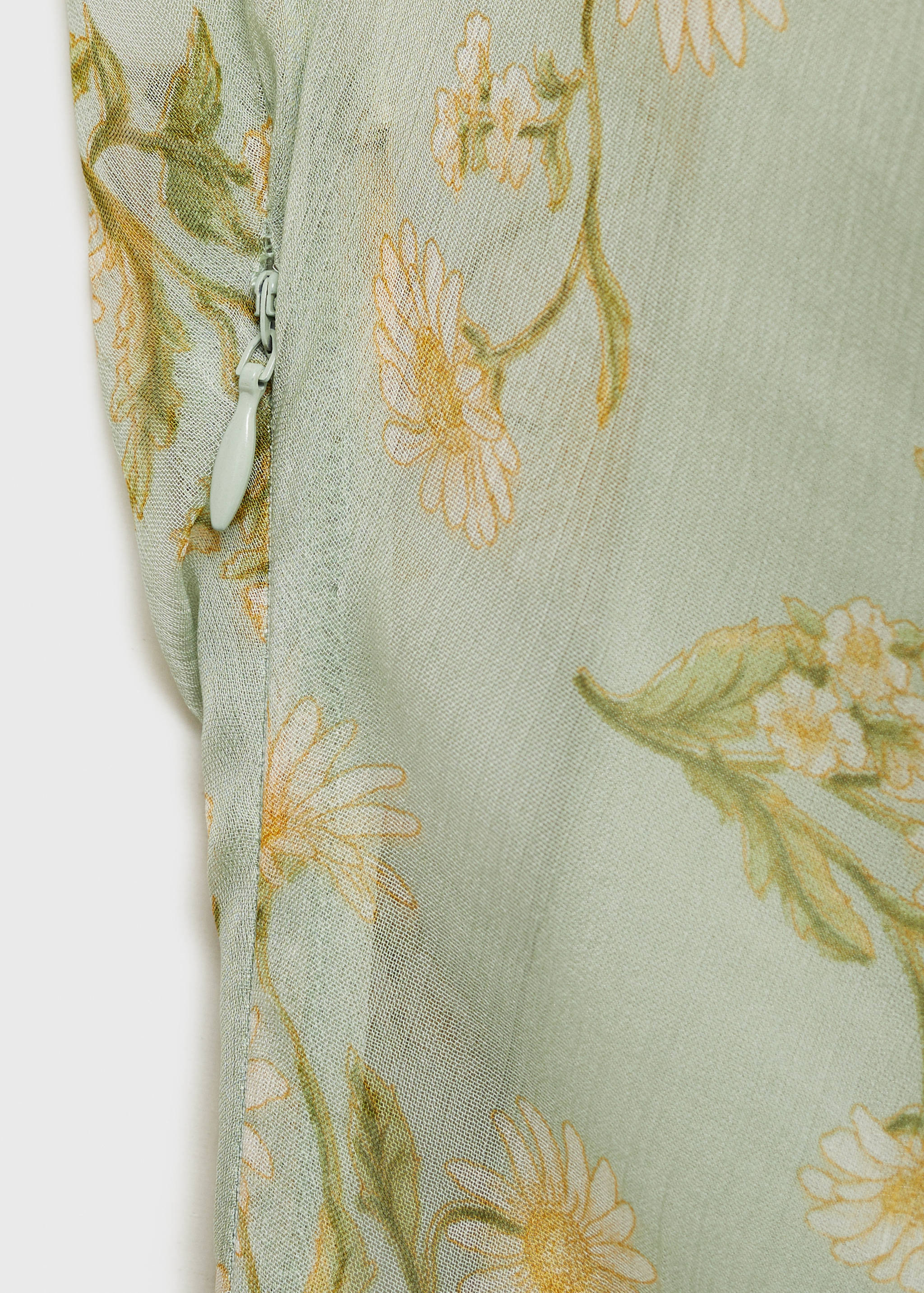 Semi-transparent floral-print draped dress - Details of the article 0