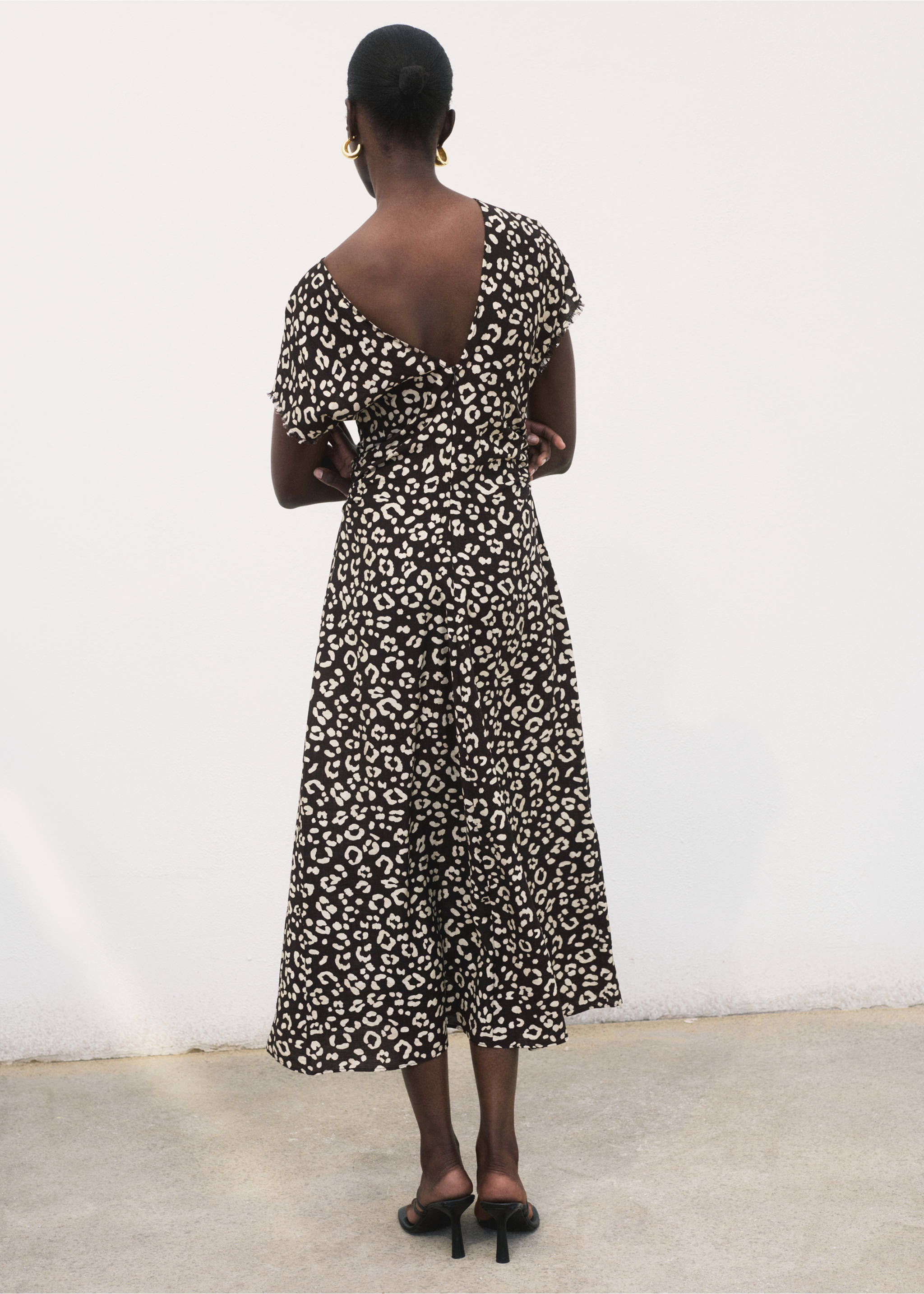 Animal-print dress with frayed edges - Reverse of the article, Black. Ref: 87055752-00.