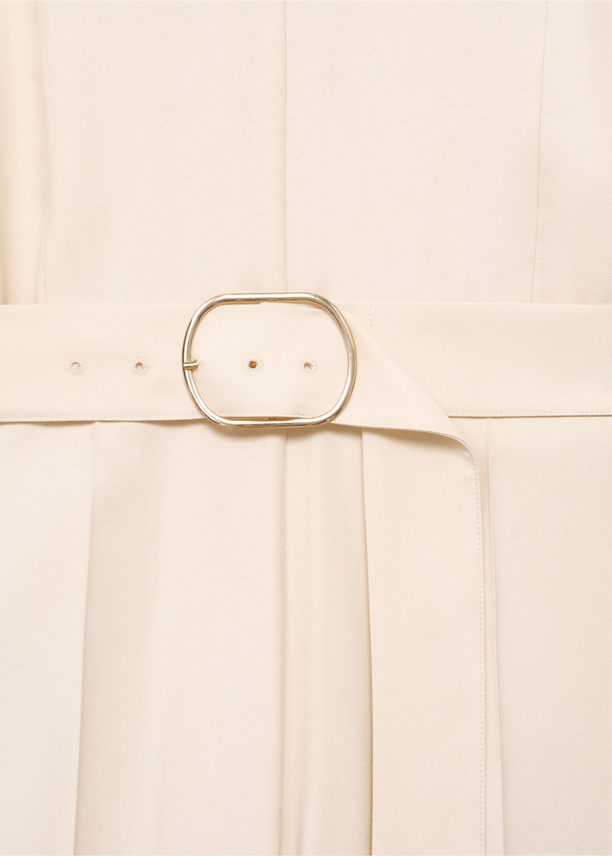 Long jumpsuit with belt and buckle - Details of the article 8, Ecru. Ref: 87055754-00.