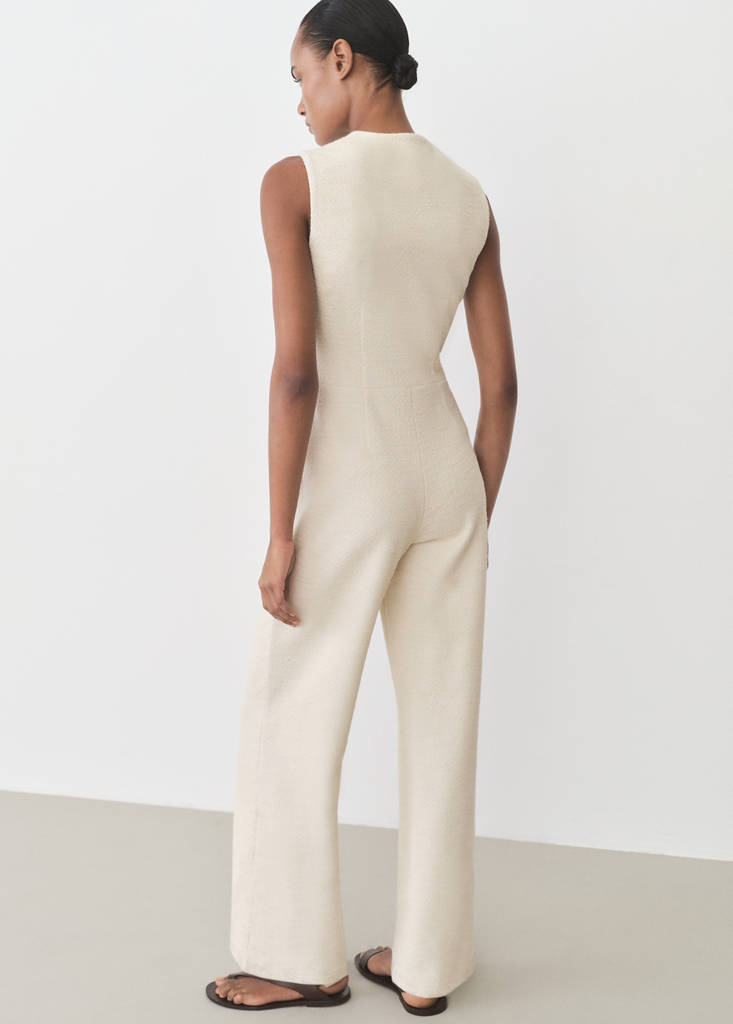 Buttoned tweed jumpsuit - Women | MANGO OUTLET USA