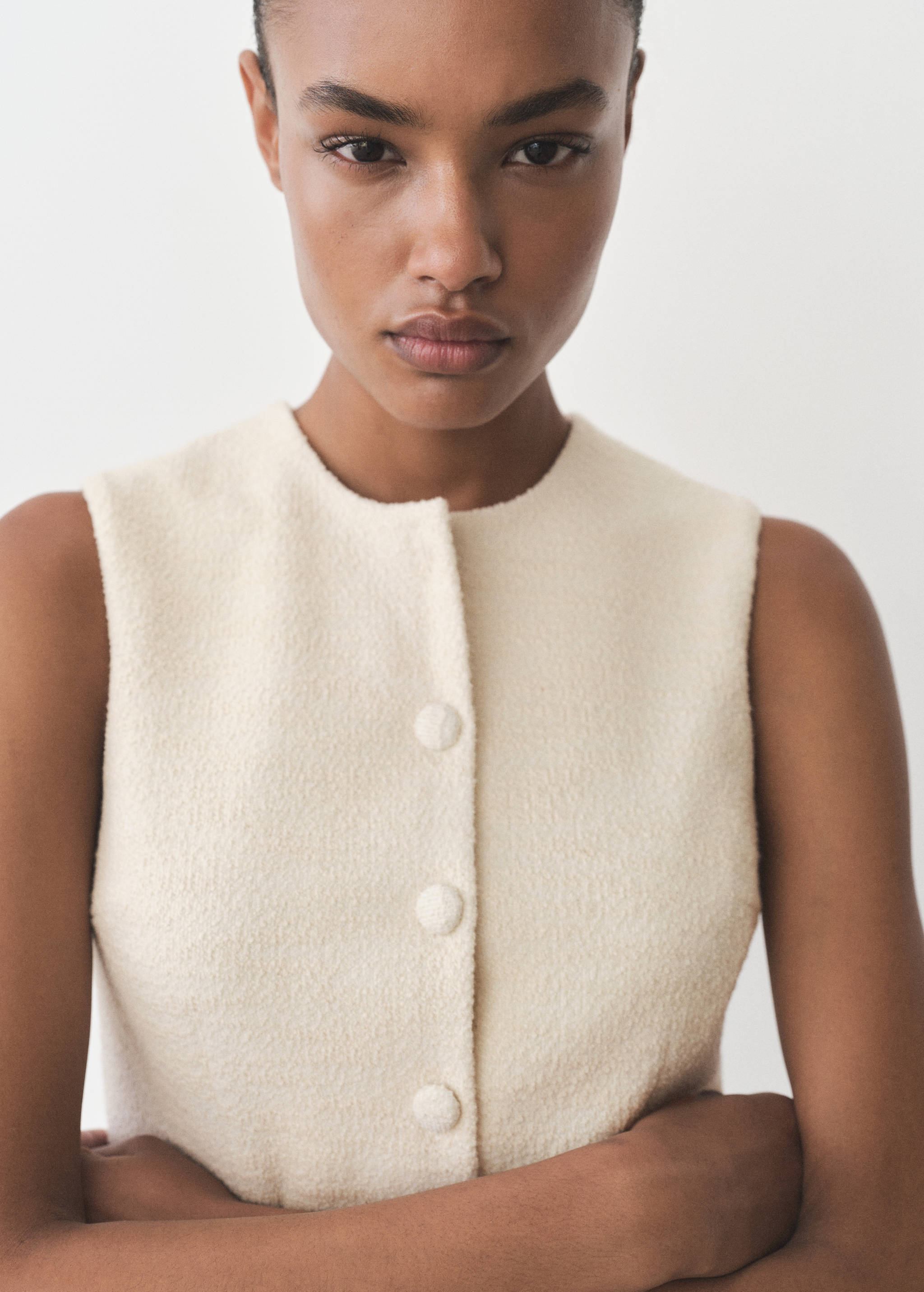 Buttoned tweed jumpsuit - Details of the article 1