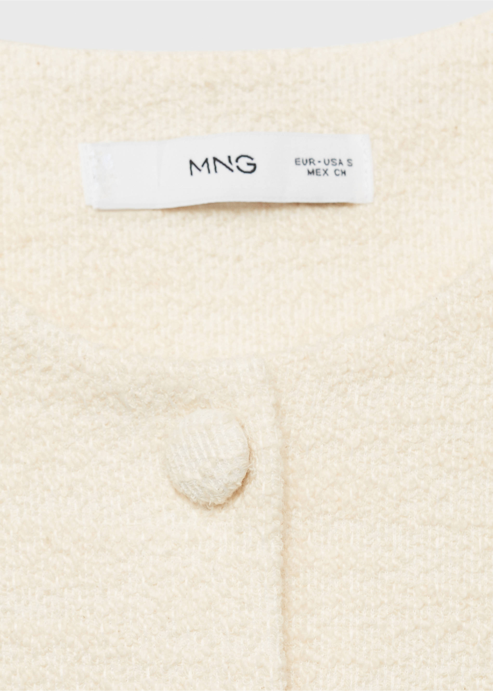 Buttoned tweed jumpsuit - Details of the article 0, Ecru. Ref: 87055755-00.