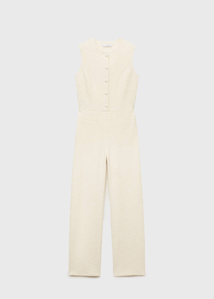 Buttoned tweed jumpsuit - Women | MANGO OUTLET USA