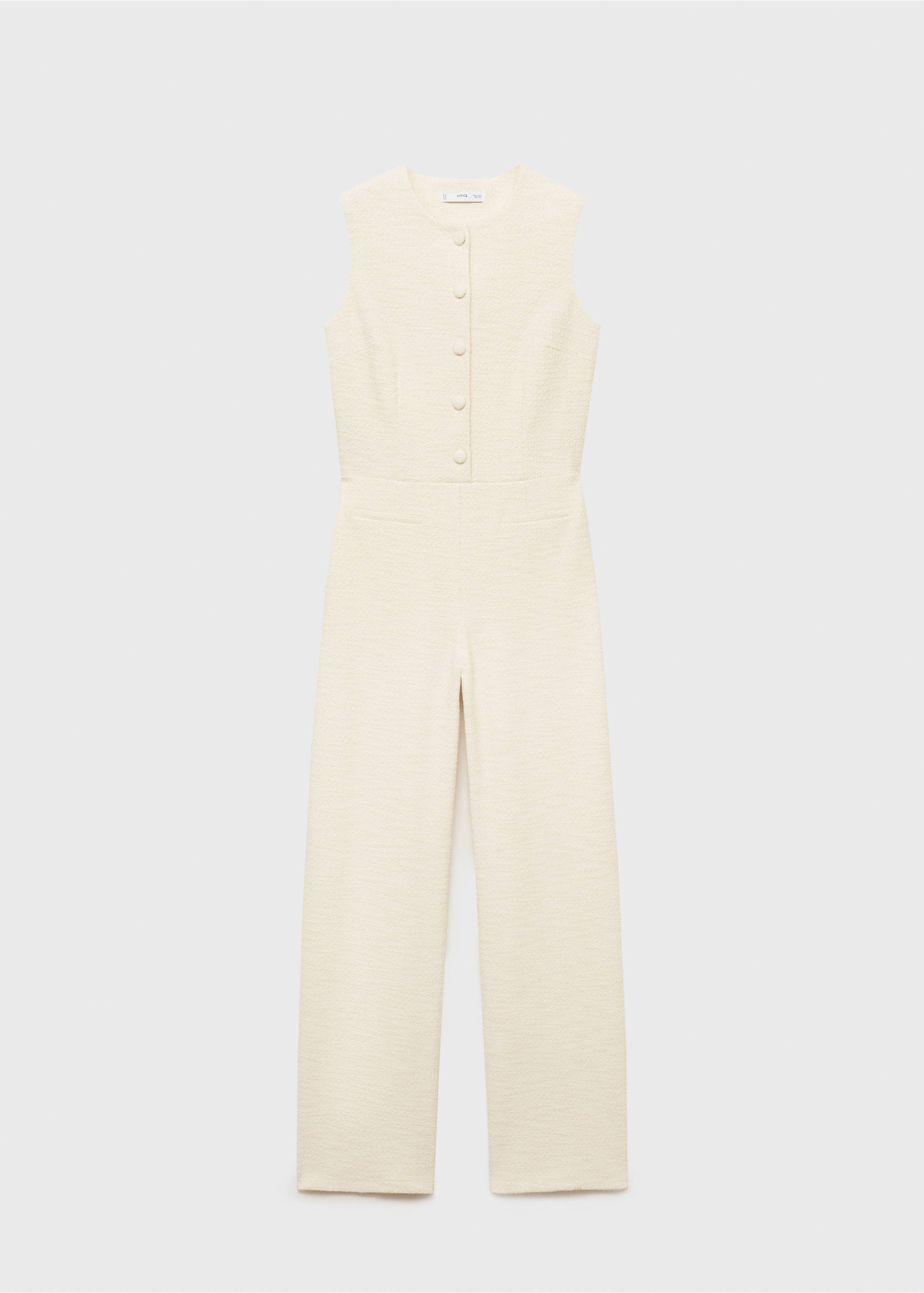 Buttoned tweed jumpsuit - Article without model, Ecru. Ref: 87055755-00.