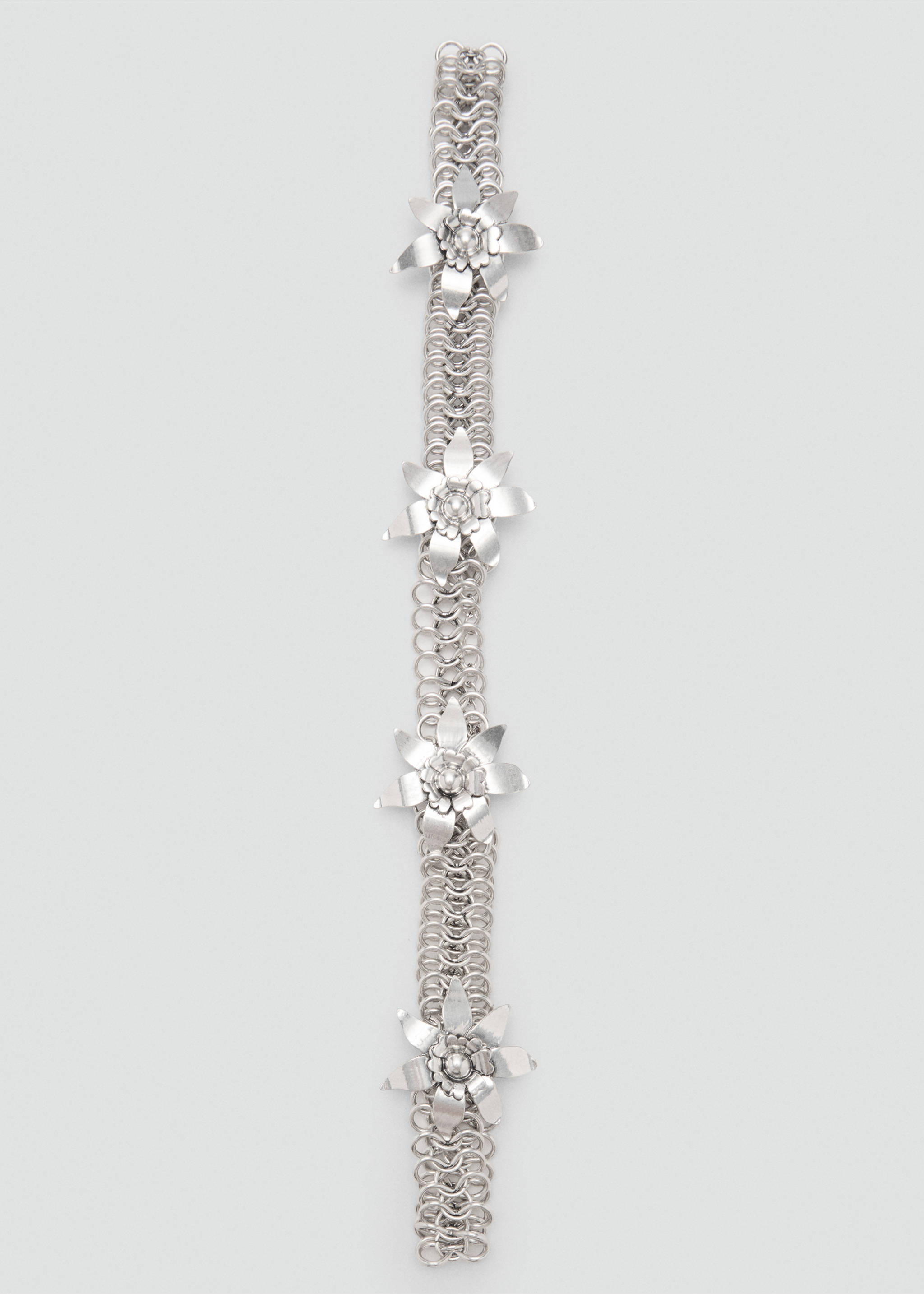 Metallic flower chain belt - Medium plane, Silver. Ref: 87055760-00.