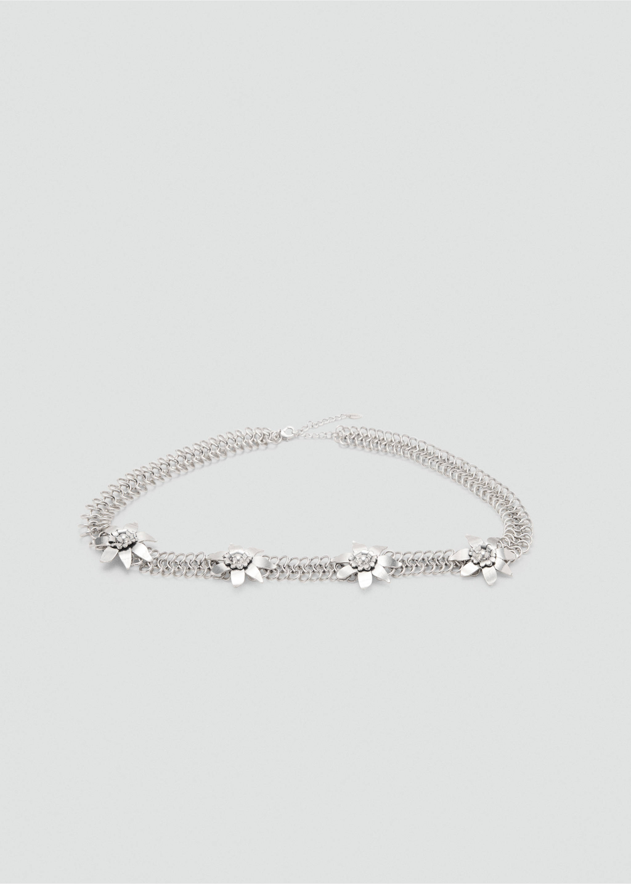 Metallic flower chain belt - Article without model, Silver. Ref: 87055760-00.